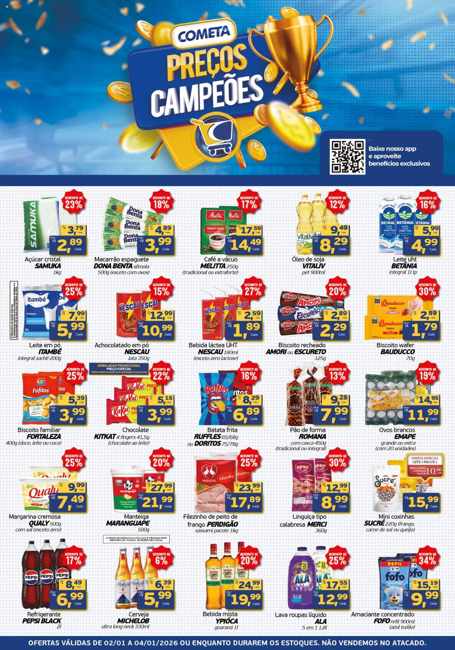 Cometa Supermercados Folheto - válido de 02.01.2026 | Página: 1 | Produtos: Cerveja, Carne, Frango, Margarina