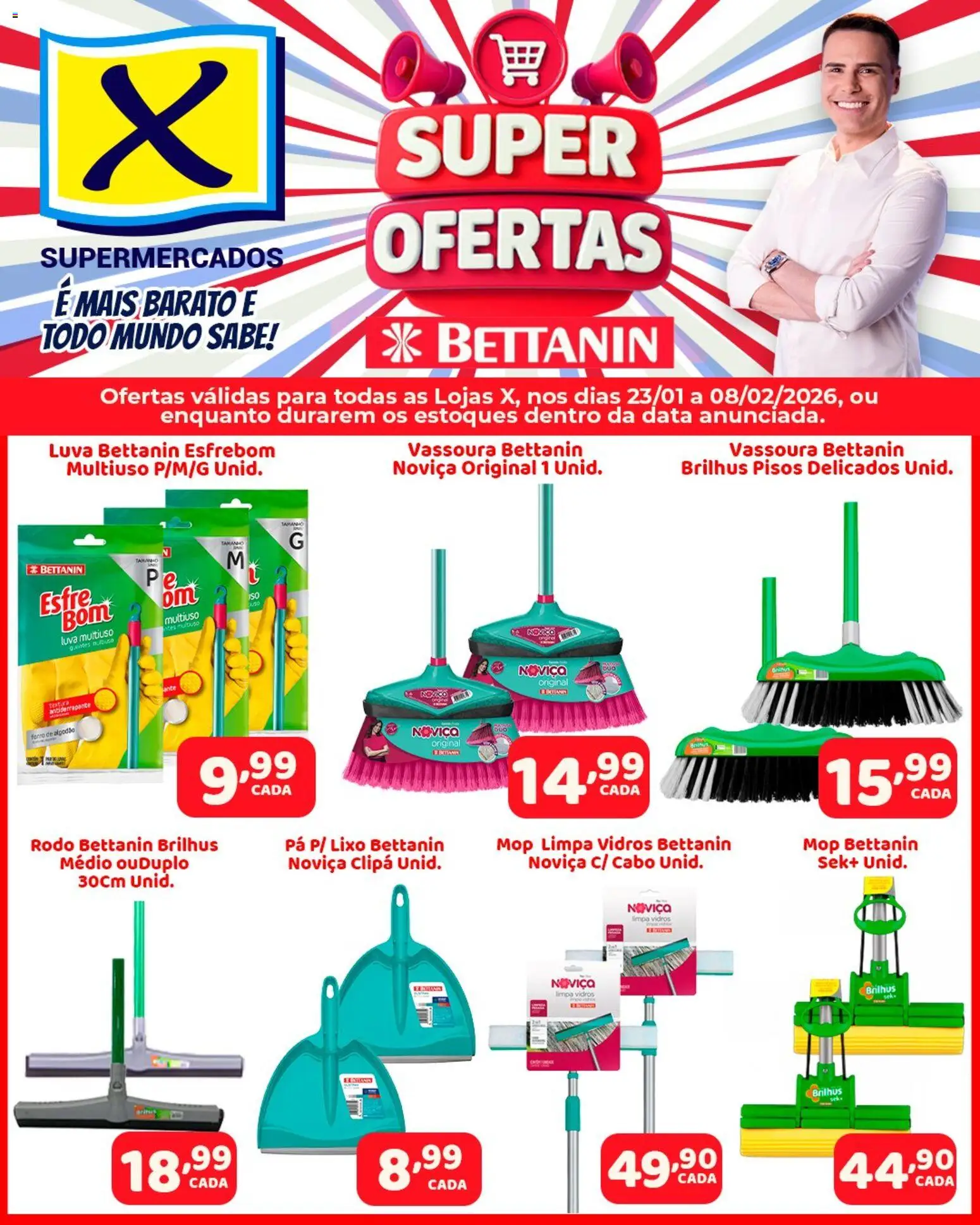 X Supermercados Folheto - válido de 23.01.2026 | Página: 2 | Produtos: Limpa vidros, Algodão, Pá, Cabo