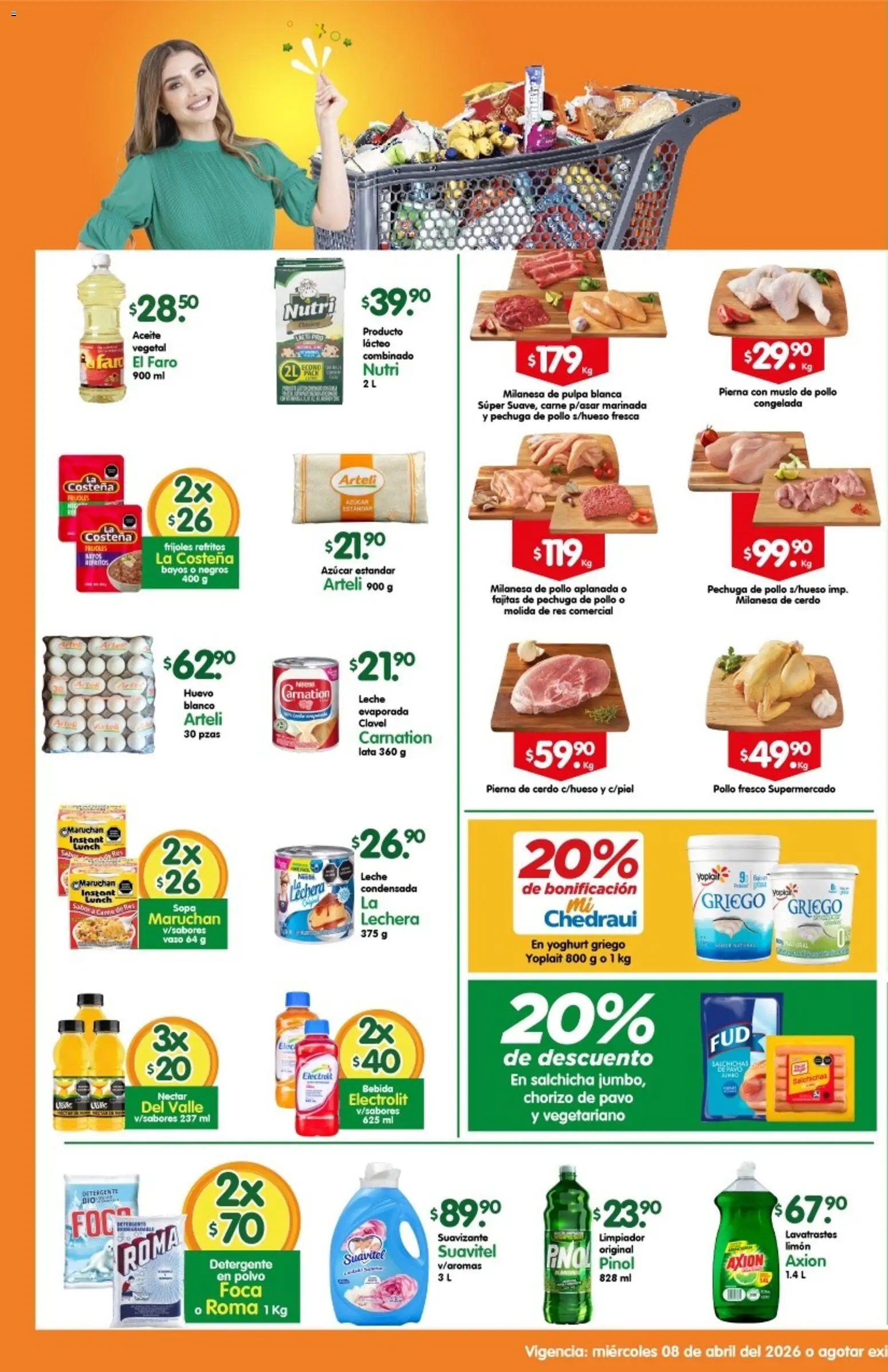 Nuevas ofertas de Arteli válidas en toda la República Mexicana desde el 07.04.2026. ¡Encuentra las mejores ofertas en Arteli folleto Express! | Página: 1 | Productos: Pollo, Milanesa, Limón, Cerdo