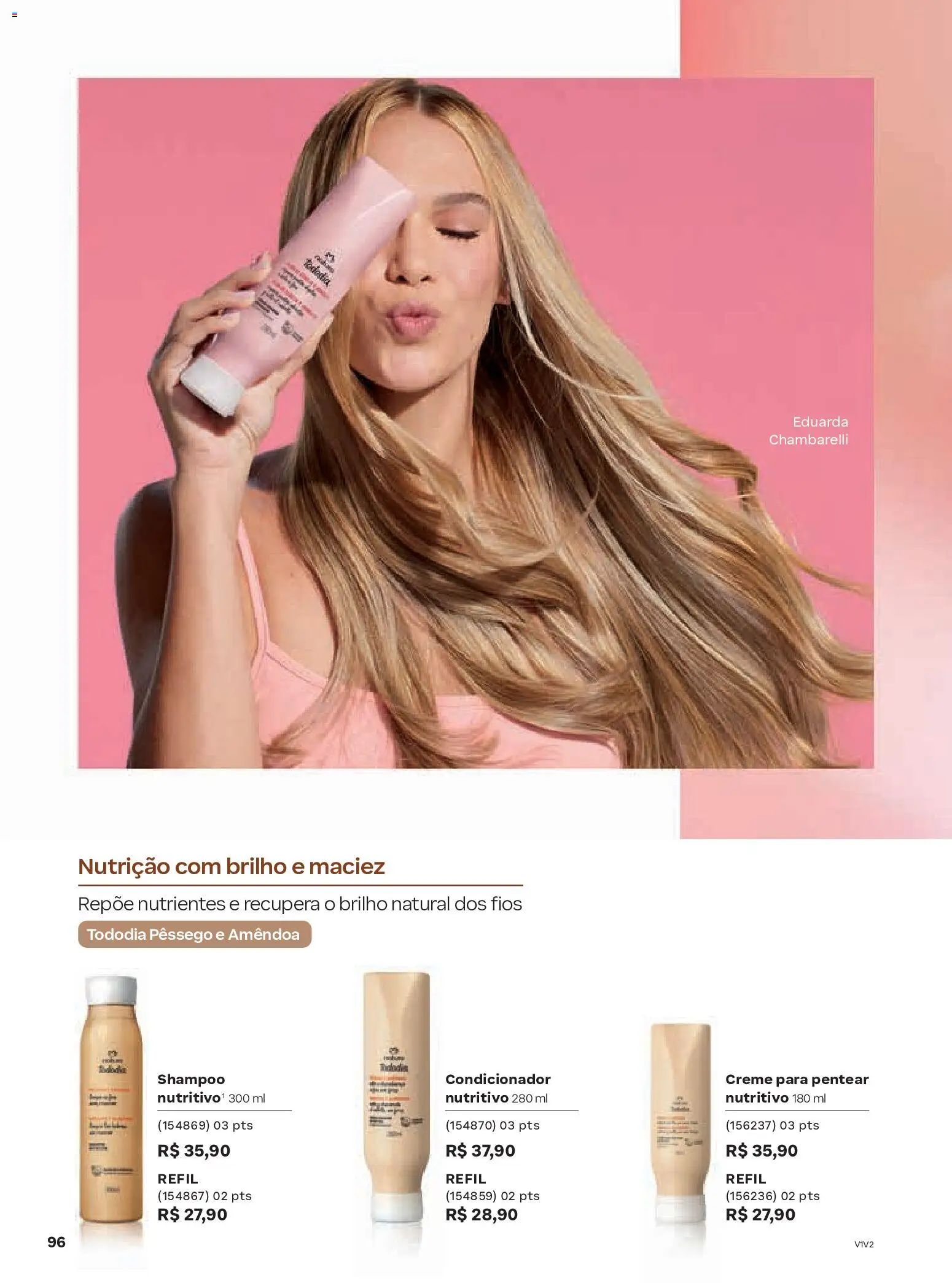 Natura Folheto - válido de 04.02.2026 | Página: 96 | Produtos: Shampoo, Pêssego, Condicionador, Creme