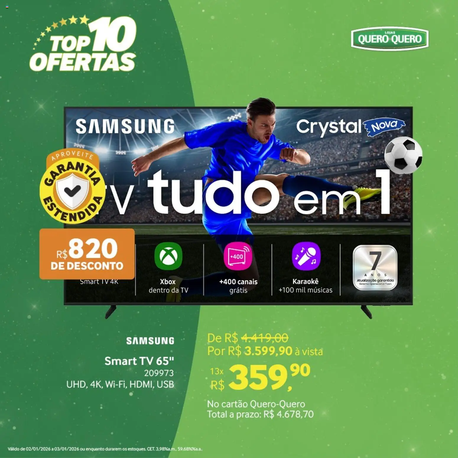 Lojas Quero-Quero Folheto - válido de 02.01.2026 | Página: 8 | Produtos: smart TV, Tv, Xbox, USB