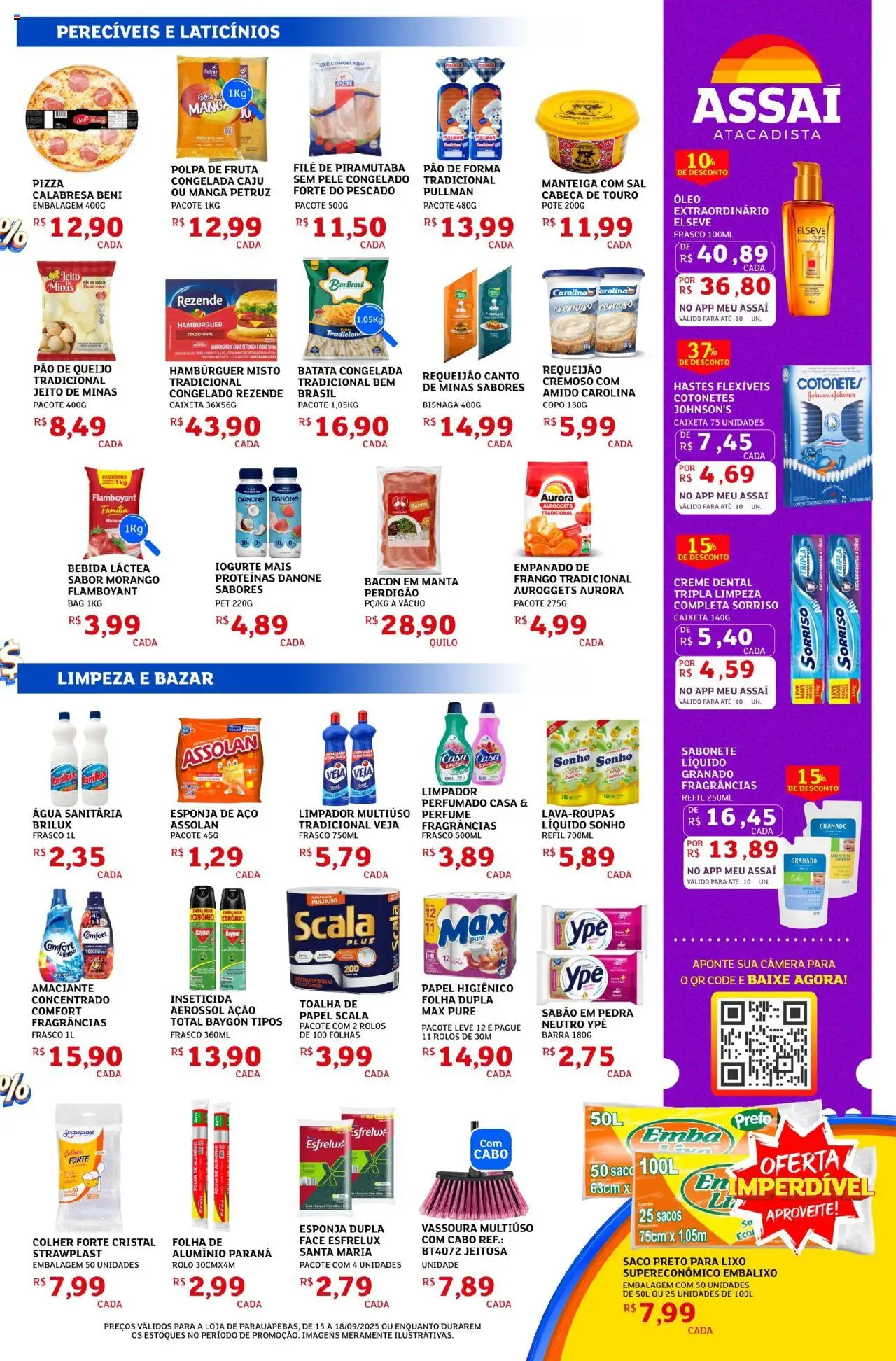 Assaí Atacadista Folheto - válido de 15.09.2025 | Página: 3 | Produtos: Esponja, Iogurte, Esponja de aço, Água sanitária