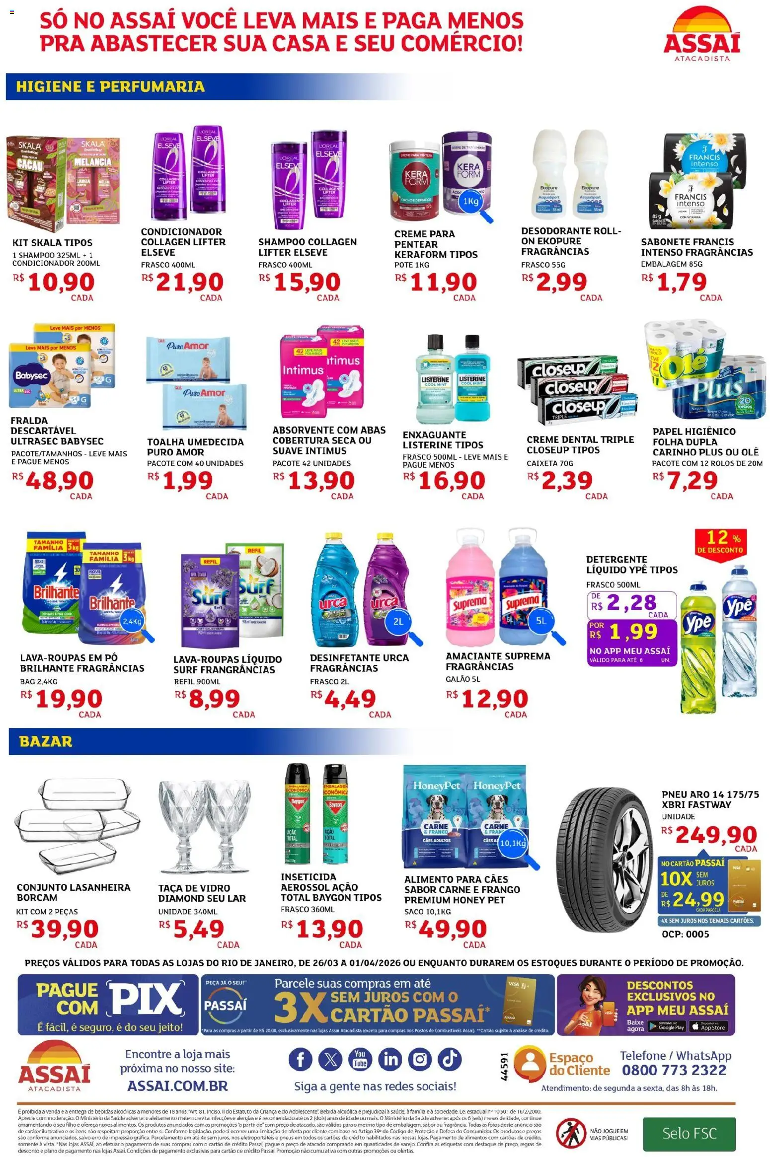 Assaí Atacadista Folheto - válido de 26.03.2026 | Página: 4 | Produtos: Shampoo, Pneu, Toalha umedecida, Desinfetante