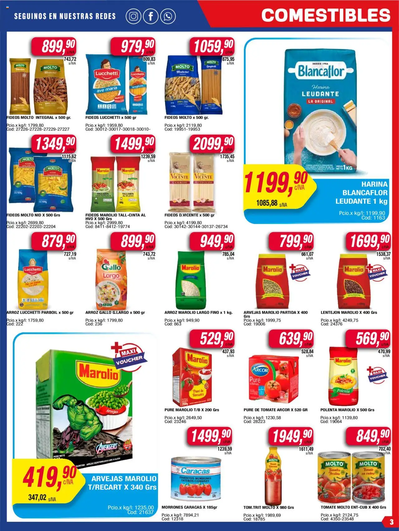 Maxiconsumo ofertas │ válido desde el 09.06.2025 | Página: 3 | Productos: Arvejas, Polenta, Huevo, Pure de Tomate