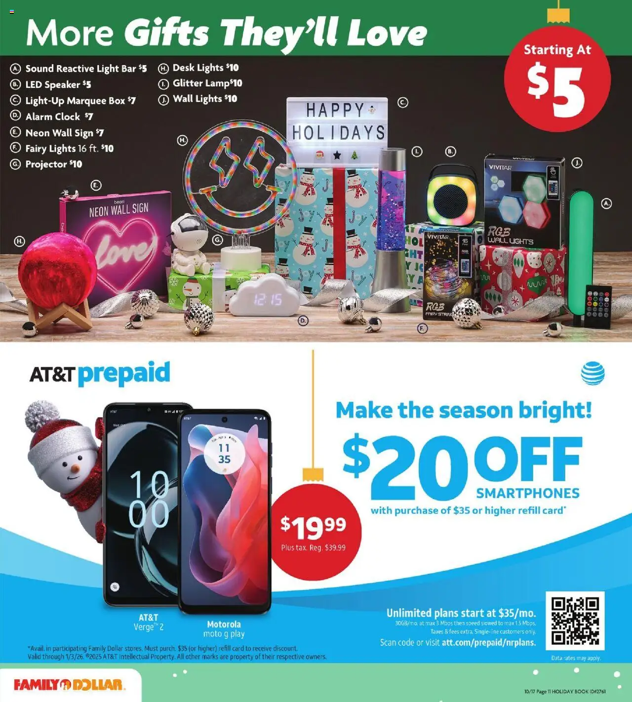 Family Dollar Holiday Book - valid from 17.10.2025 | Page: 15 | Products: Desk, Alarm, Alarm clock, Speaker