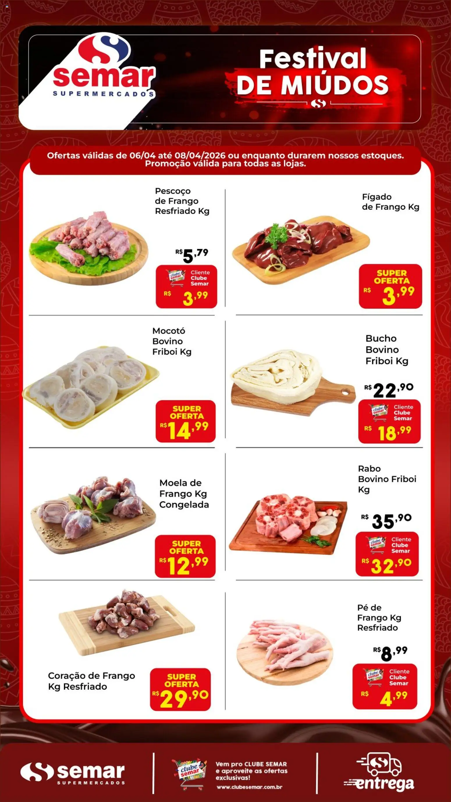 Semar Supermercado Folheto - válido de 06.04.2026 | Página: 1 | Produtos: Coração de frango, Moela, Frango