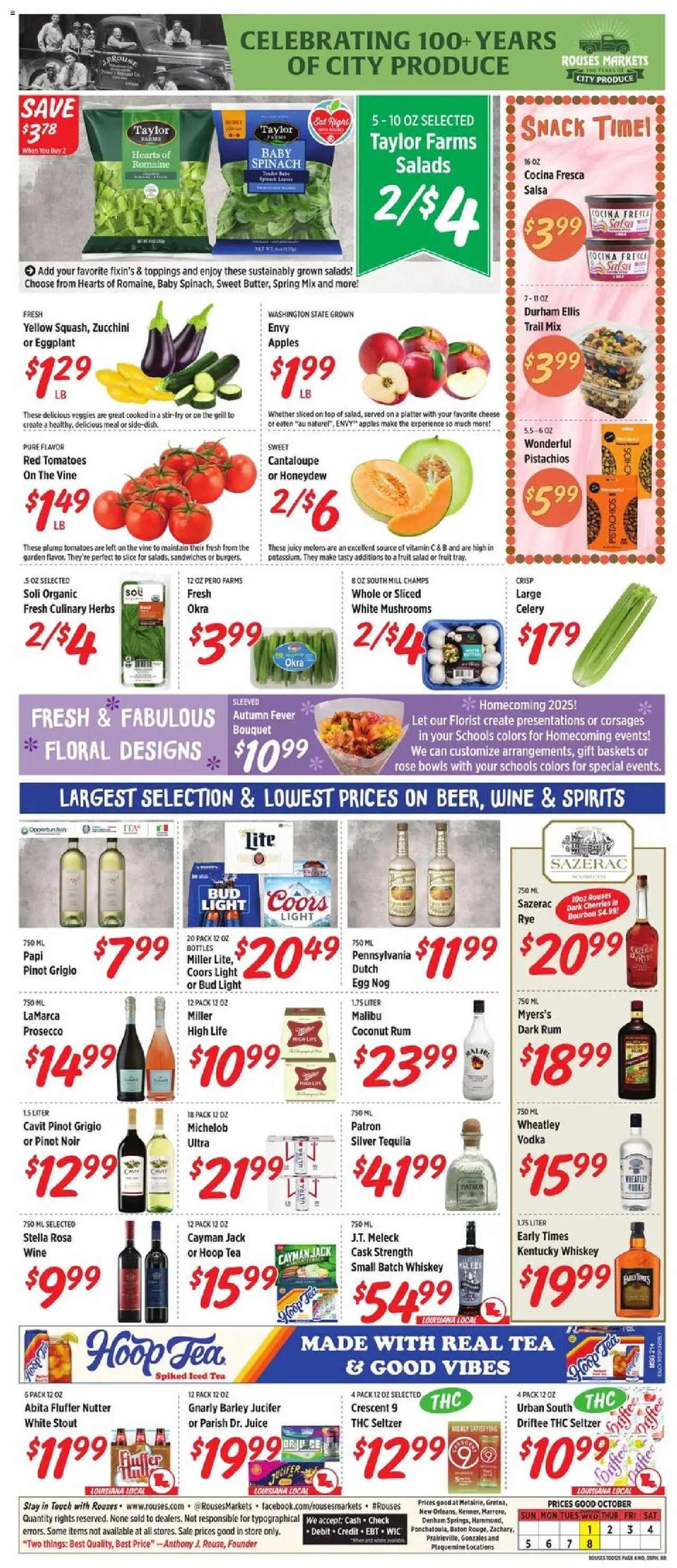 Rouses Weekly Ad - valid from 01.10.2025 | Page: 7 | Products: Mushrooms, Spinach, Apples, Salad