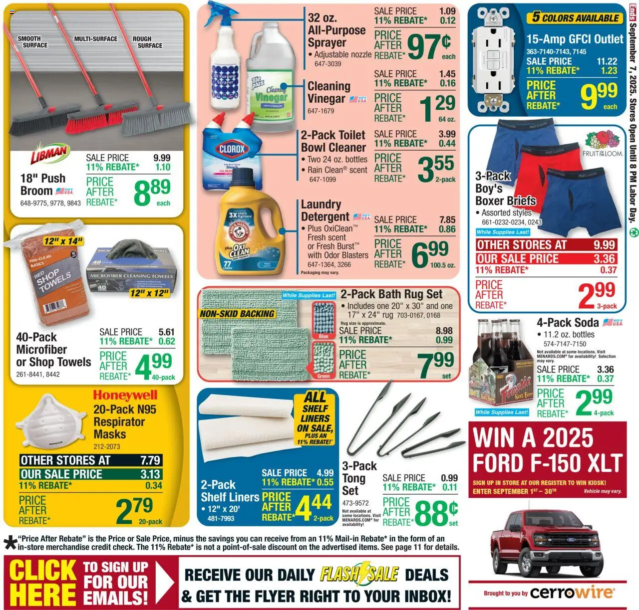 Menards Weekly Ad - valid from 28.08.2025 | Page: 20 | Products: Vinegar, Shelf, Briefs, Sugar