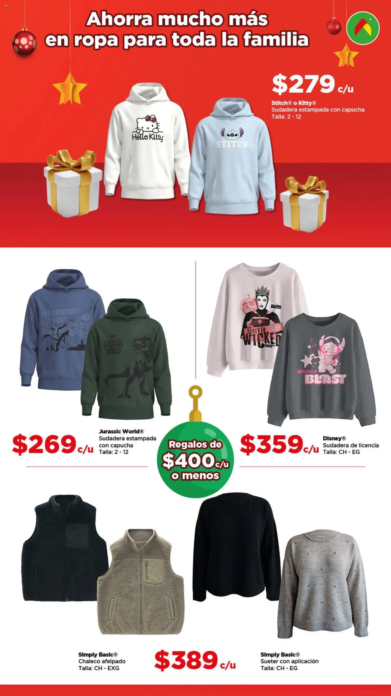 Nuevas ofertas de Bodega Aurrerá válidas en toda la República Mexicana desde el 01.12.2025. ¡Encuentra las mejores ofertas en Bodega Aurrerá folleto Navidad! | Página: 7 | Productos: Suéter, Chaleco, Ropa, Sudadera