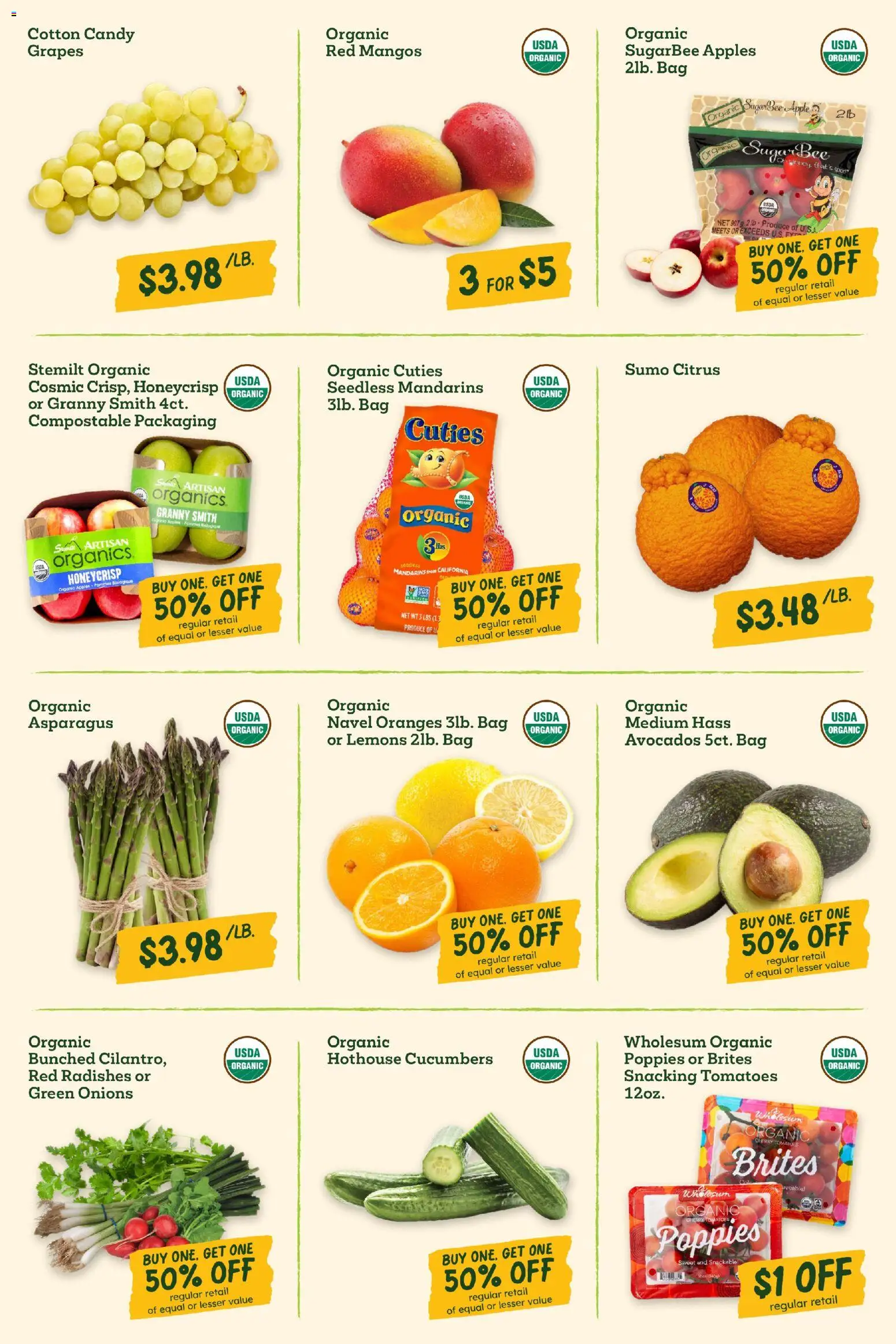 Sprouts Weekly Ad - valid from 15.04.2026 | Page: 7 | Products: Asparagus, Oranges, Cucumbers, Grapes