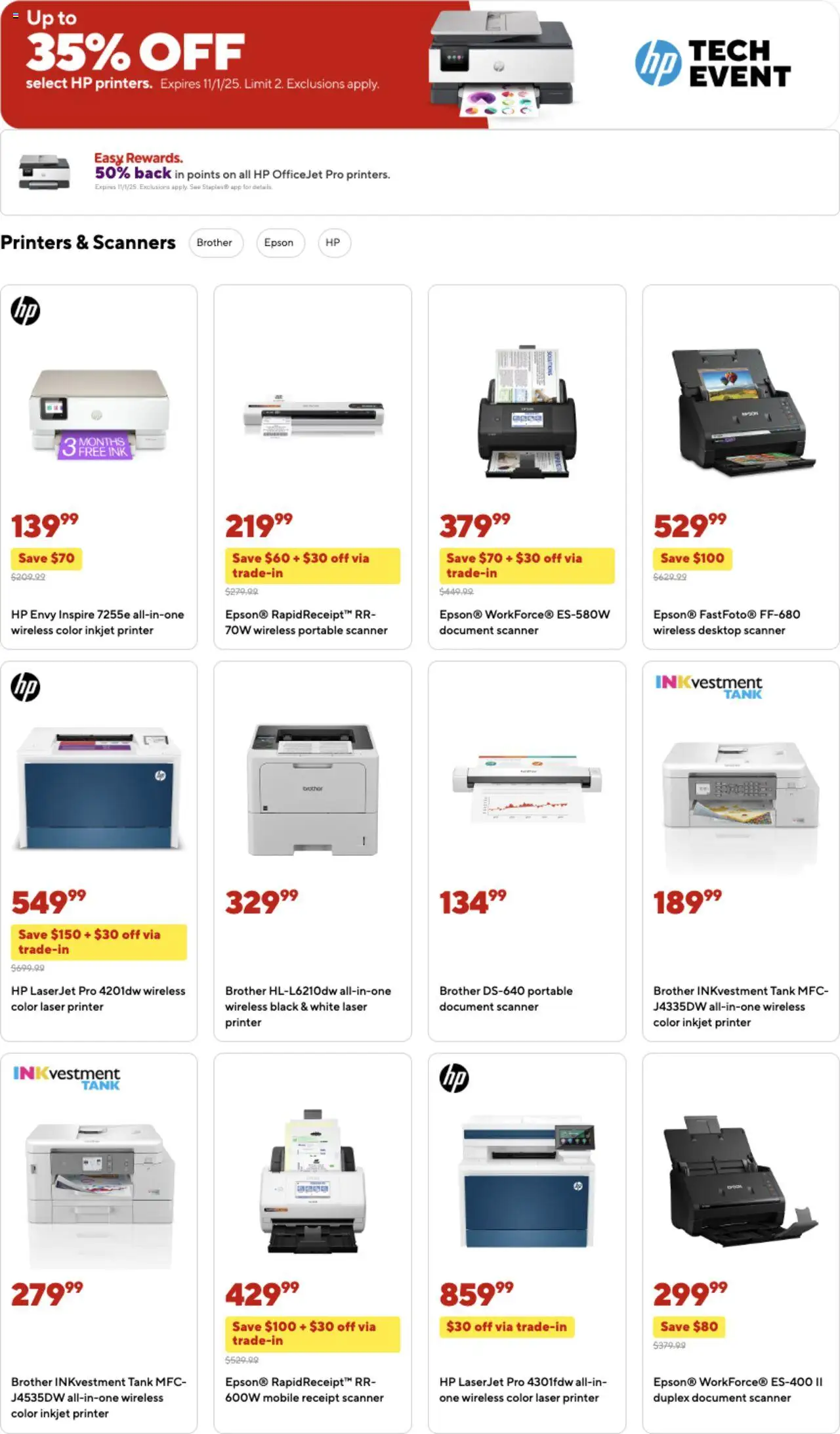 Staples Weekly Ad - valid from 28.09.2025 | Page: 4 | Products: Ink, Printer, Desktop, Scanner