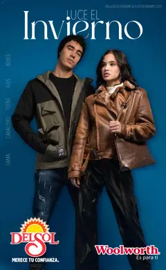 Vista previa de Del Sol y Woolworth catálogo Luce el Invierno, nuevo folleto de la tienda, válido en México a partir del 06.11.2025