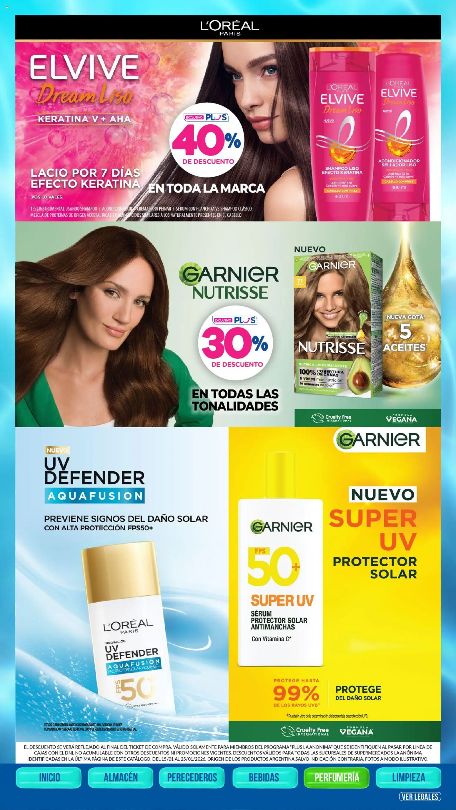 La Anonima catálogo │ válido desde el 15.01.2026 | Página: 37 | Productos: Shampoo, Acondicionador, Protector solar, Crema