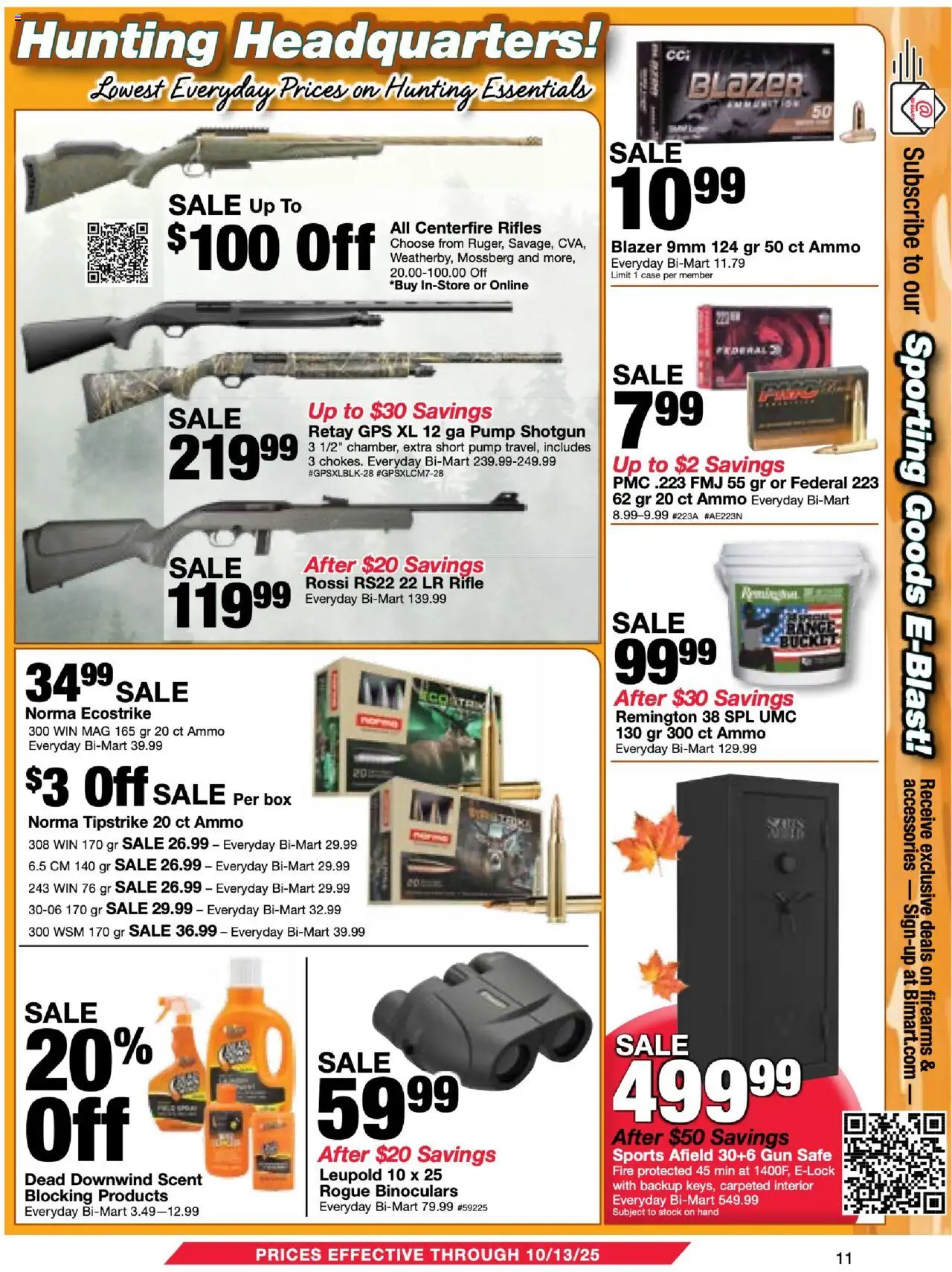 Bi-Mart Membership Savings Book - valid from 23.09.2025 | Page: 11 | Products: Shotgun, Case, Gun, Ammo