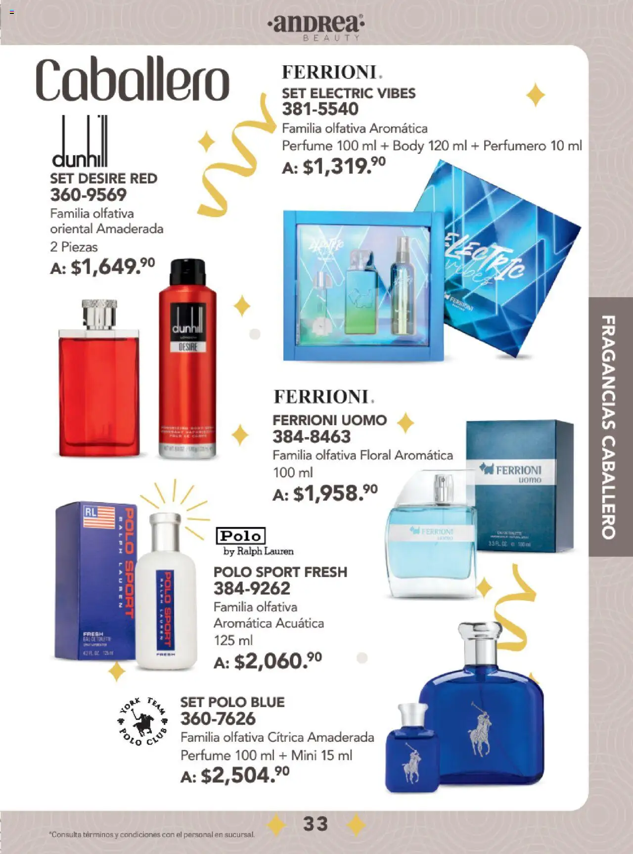 Nuevas ofertas de Andrea válidas en toda la República Mexicana desde el 24.08.2025. ¡Encuentra las mejores ofertas en Andrea - Catálogo Fiestas y Celebraciones! | Página: 33 | Productos: Body, Perfume, Eau de toilette
