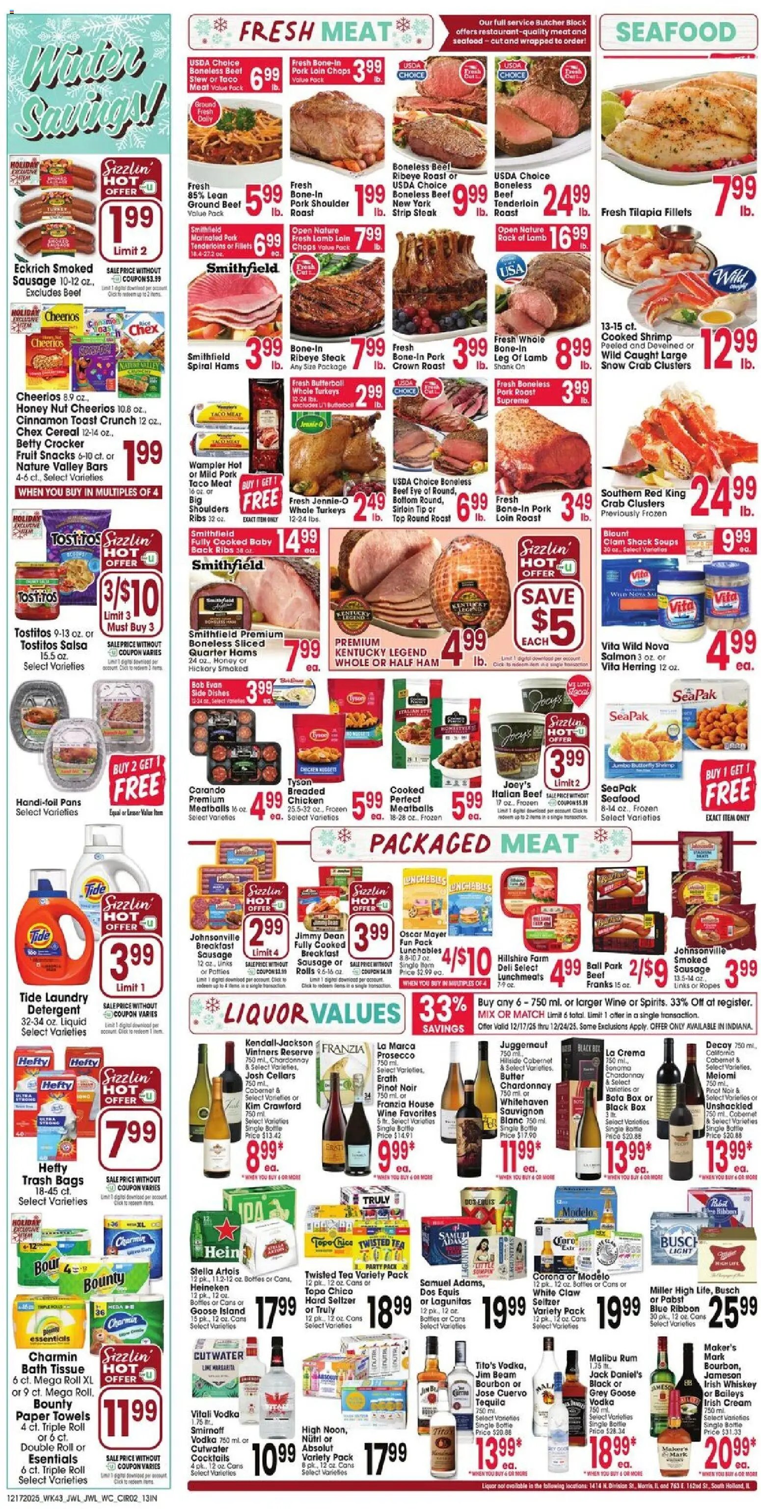 Jewel Osco Weekly Ad - IN - valid from 17.12.2025 | Page: 2 | Products: Butter, Pork, Bourbon, Water