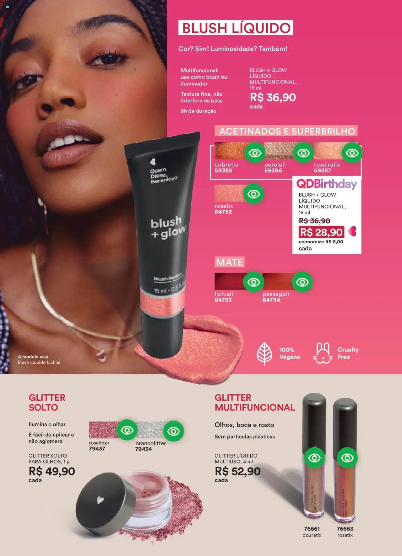 O Boticário Folheto - válido de 11.08.2025 | Página: 100 | Produtos: Blush, Multifuncional, Base, Iluminador