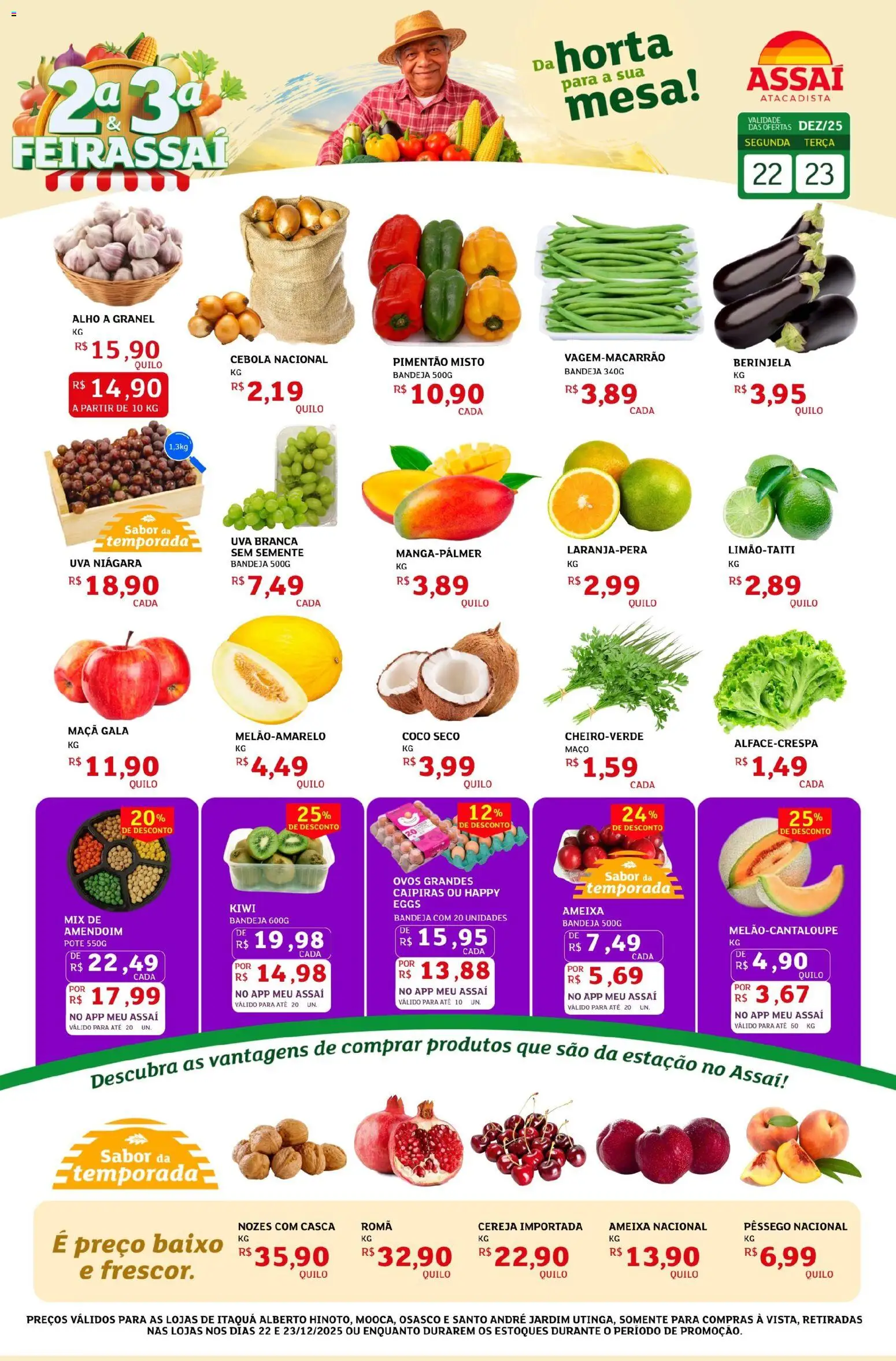 Assaí Atacadista Folheto - válido de 22.12.2025 | Página: 1 | Produtos: Pimentão, Ovos, Baixo, Ameixa
