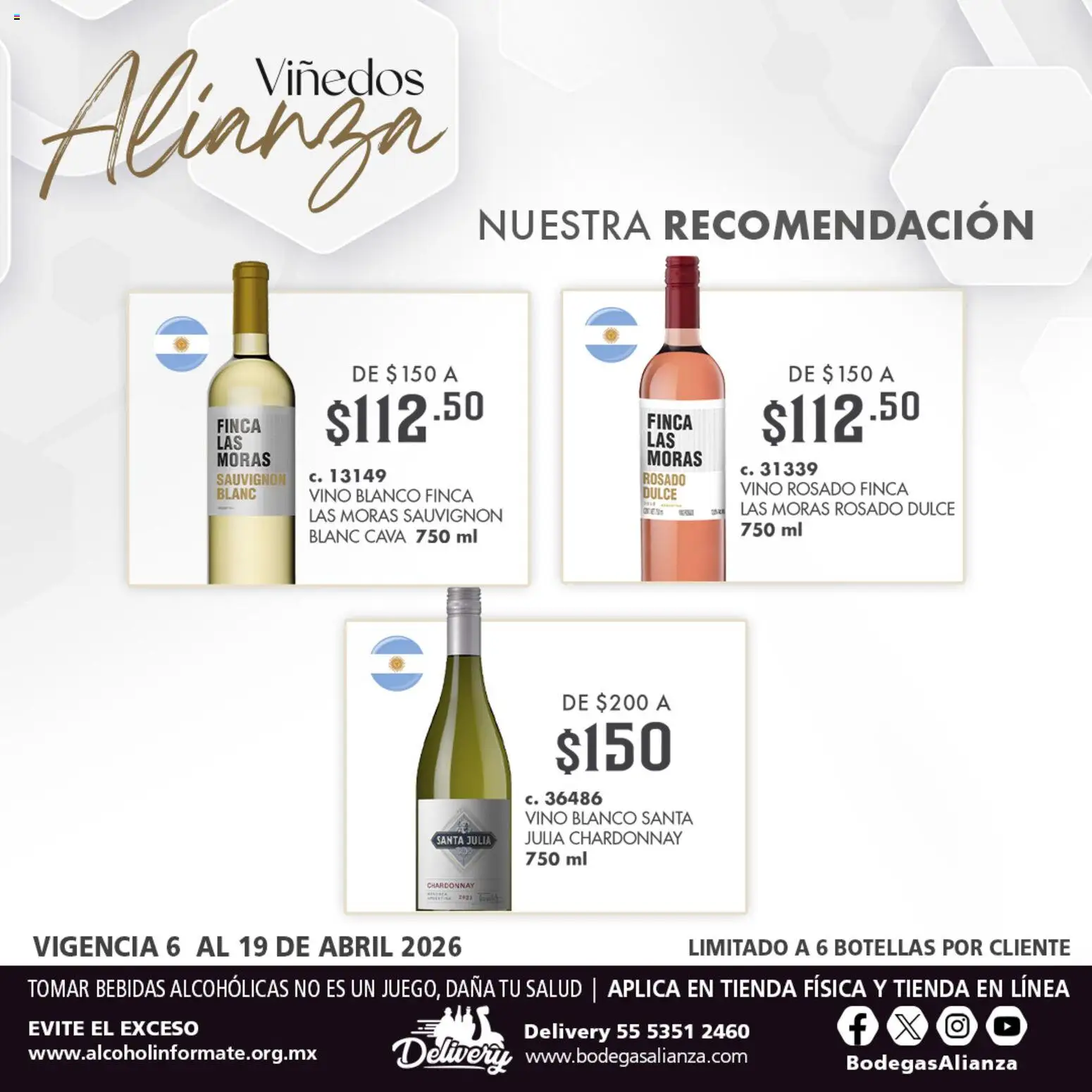 Nuevas ofertas de Bodegas Alianza válidas en toda la República Mexicana desde el 06.04.2026. ¡Encuentra las mejores ofertas en Bodegas Alianza catálogo Viñedos Alianza! | Página: 3 | Productos: Cava, Vino