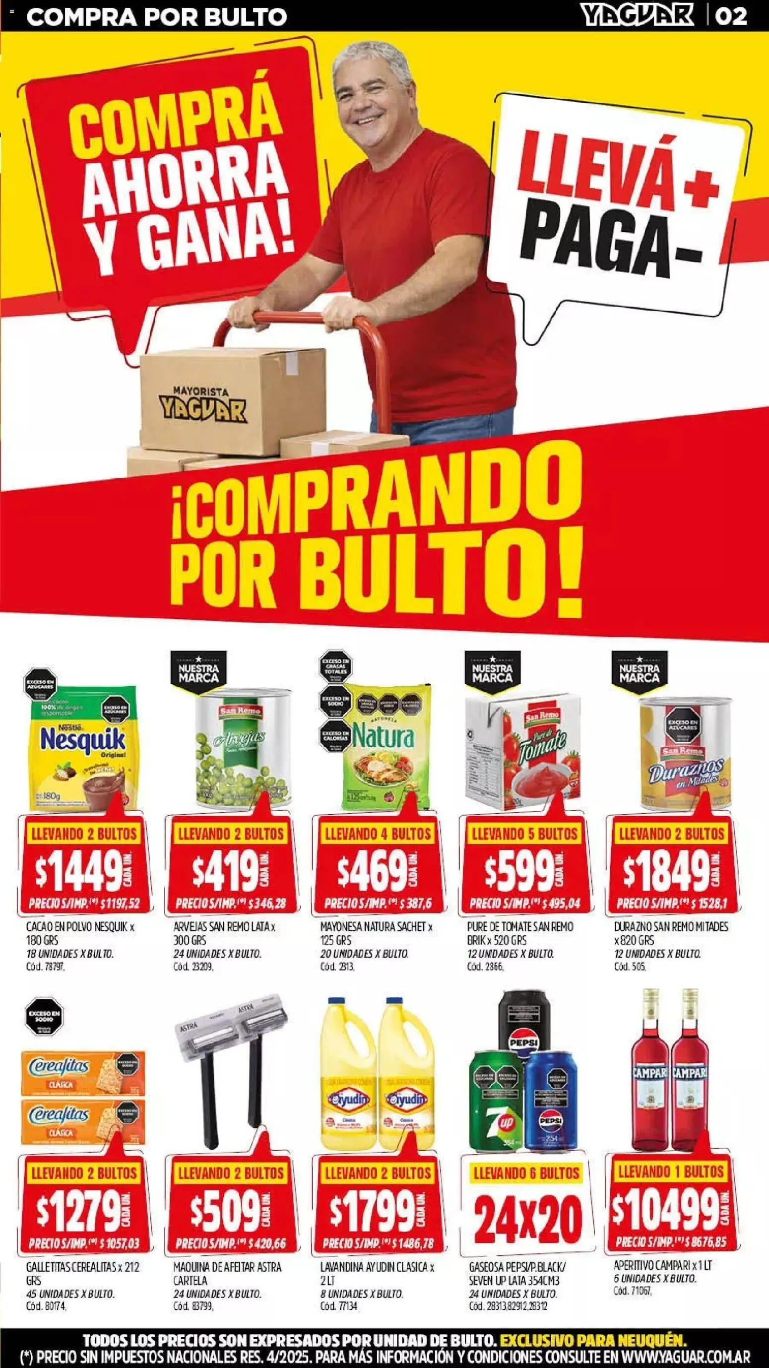 Yaguar - Oferta Semanal Neuquen │ válido desde el 23.03.2026 | Página: 2 | Productos: Lavandina, Polvo, Arvejas, Pure de Tomate