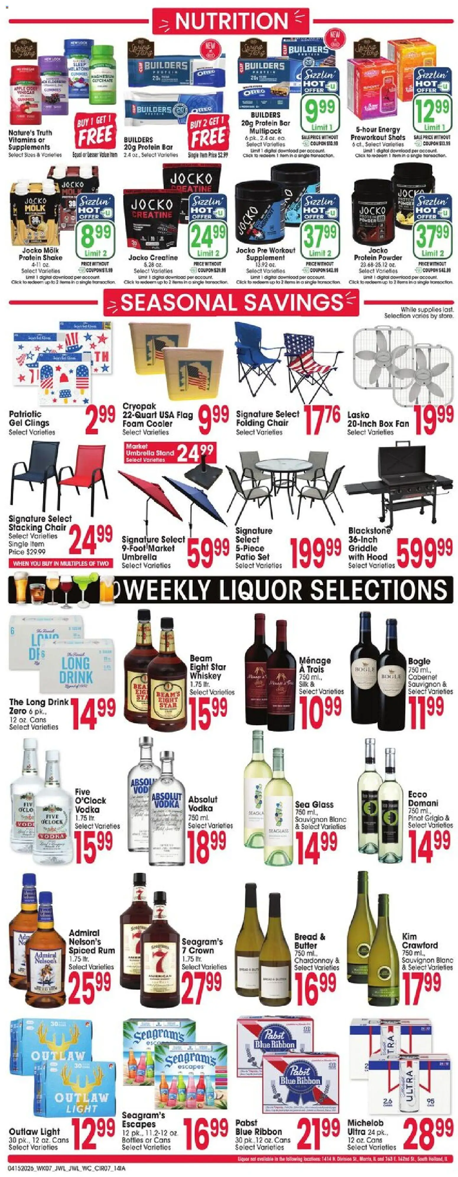 Jewel Osco Weekly Ad - IA - valid from 15.04.2026 | Page: 7 | Products: Cider, Creatine, Chair, Vodka
