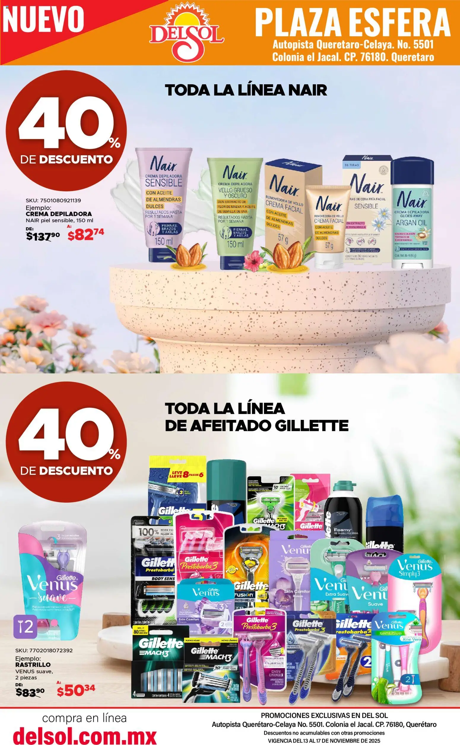Nuevas ofertas de Del Sol y Woolworth válidas en toda la República Mexicana desde el 13.11.2025. ¡Encuentra las mejores ofertas en Del Sol y Woolworth catálogo Apertura Querétaro Esfera 1201! | Página: 44 | Productos: Crema, Rastrillo, Barra, Body