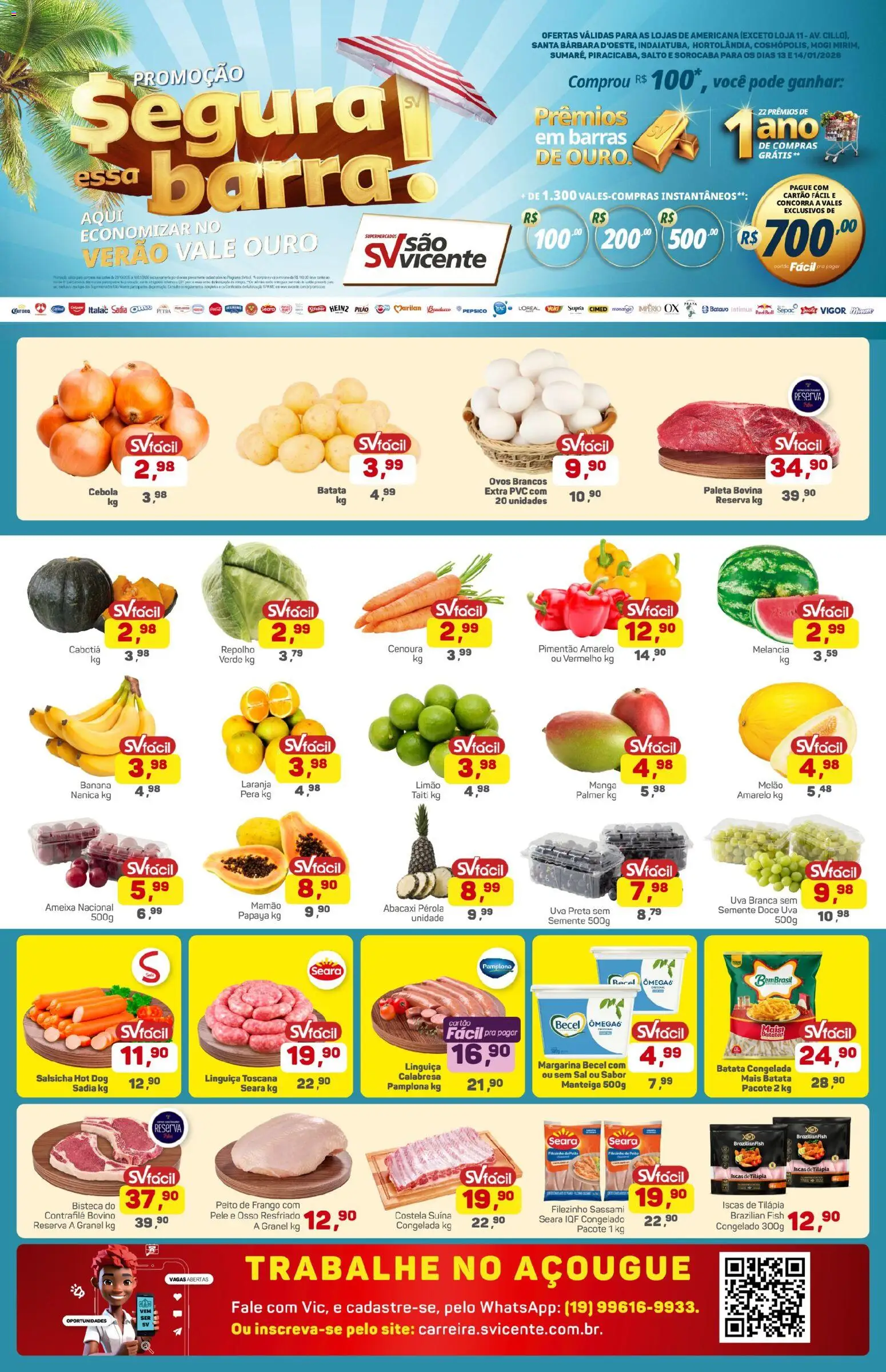 Supermercados São Vicente Folheto - válido de 13.01.2026 | Página: 1 | Produtos: Cebola, Tilápia, Mamão, Batata