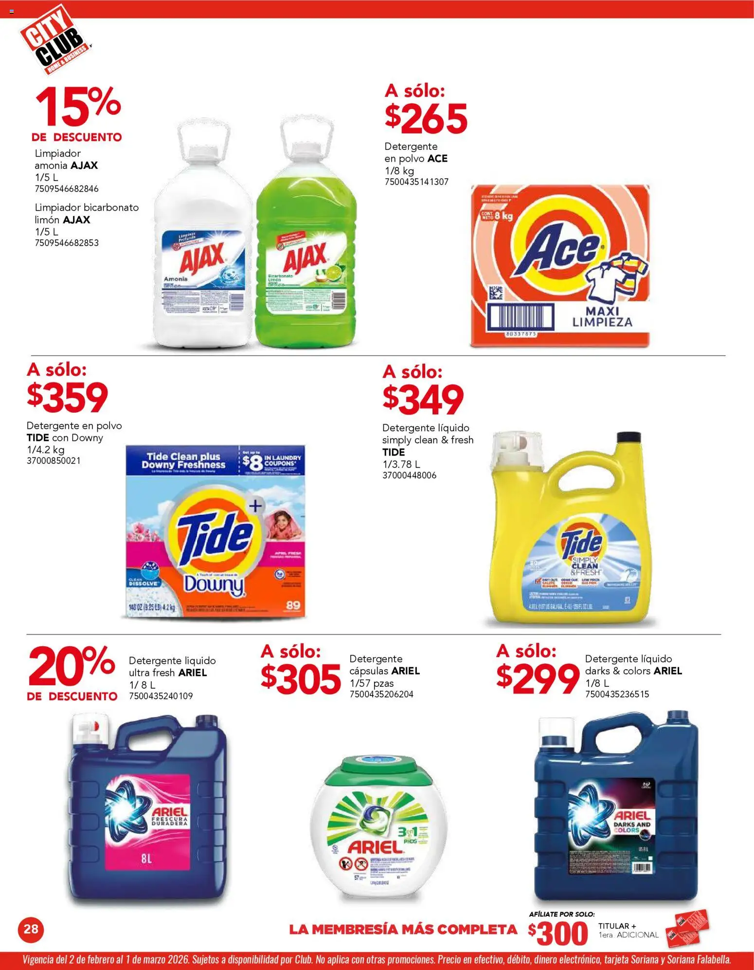Nuevas ofertas de City Club válidas en toda la República Mexicana desde el 02.02.2026. ¡Encuentra las mejores ofertas en City Club catálogo! | Página: 28 | Productos: Detergente, Limón, Limpiador, Polvo