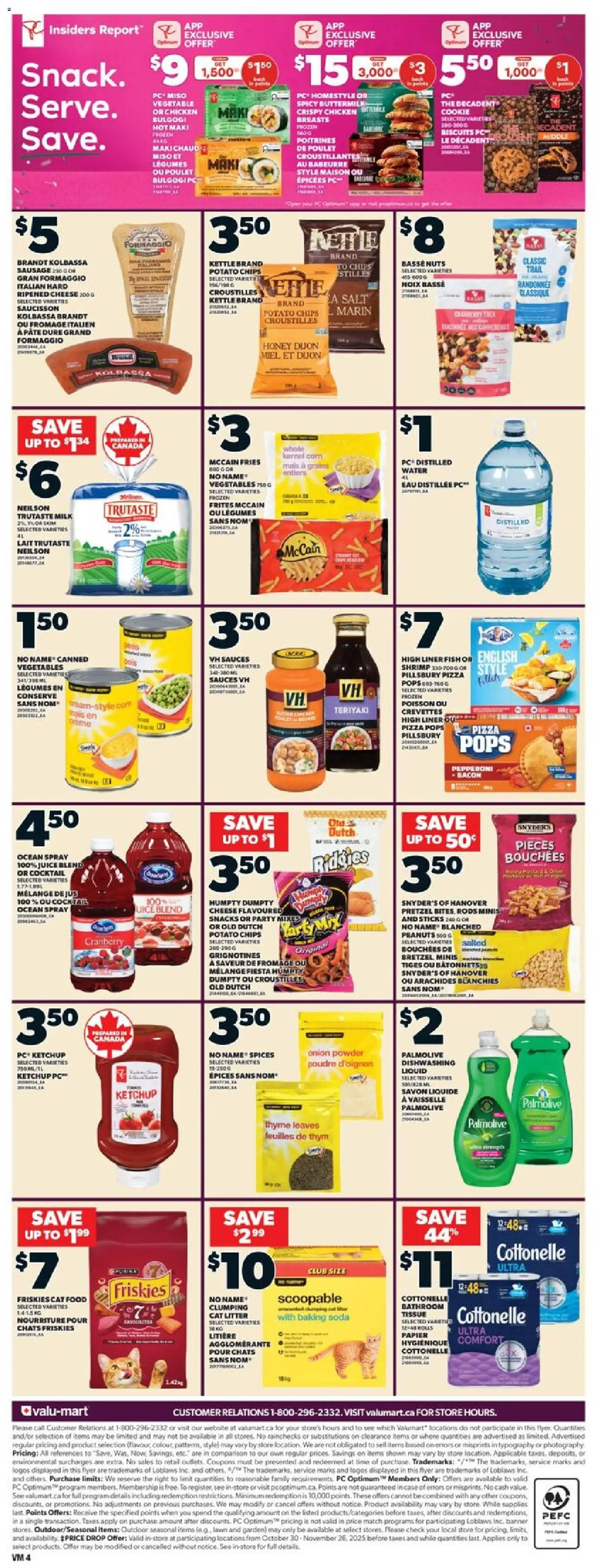 Valu Mart flyer valid from 13.11.2025 | Page: 2 | Products: Chips, Milk, Cheese, Chicken