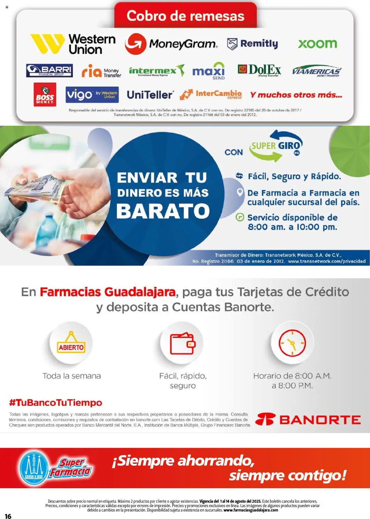 Nuevas ofertas de Farmacia Guadalajara válidas en toda la República Mexicana desde el 01.08.2025. ¡Encuentra las mejores ofertas en Farmacia Guadalajara - Catálogo! | Página: 16 | Productos: Banco, Sobre