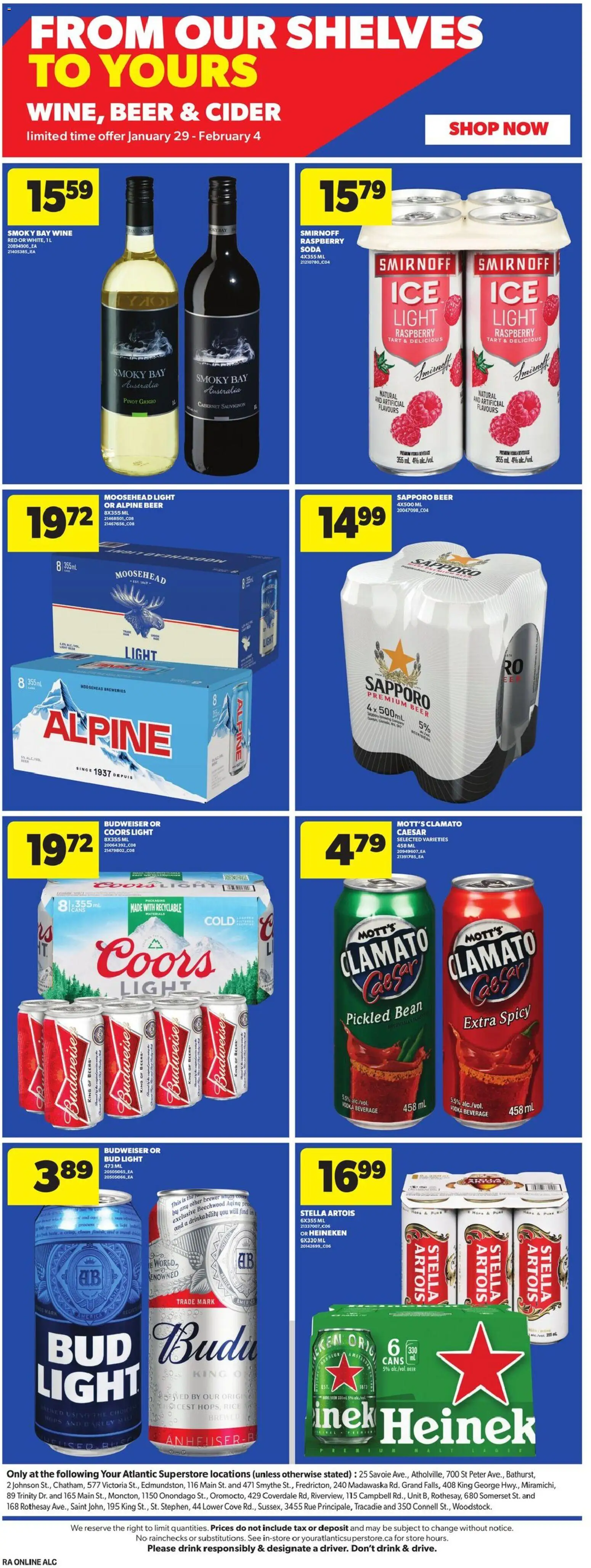 Atlantic Superstore flyer valid from 29.01.2026 | Page: 20 | Products: Rice, Vodka, Wine, Beer