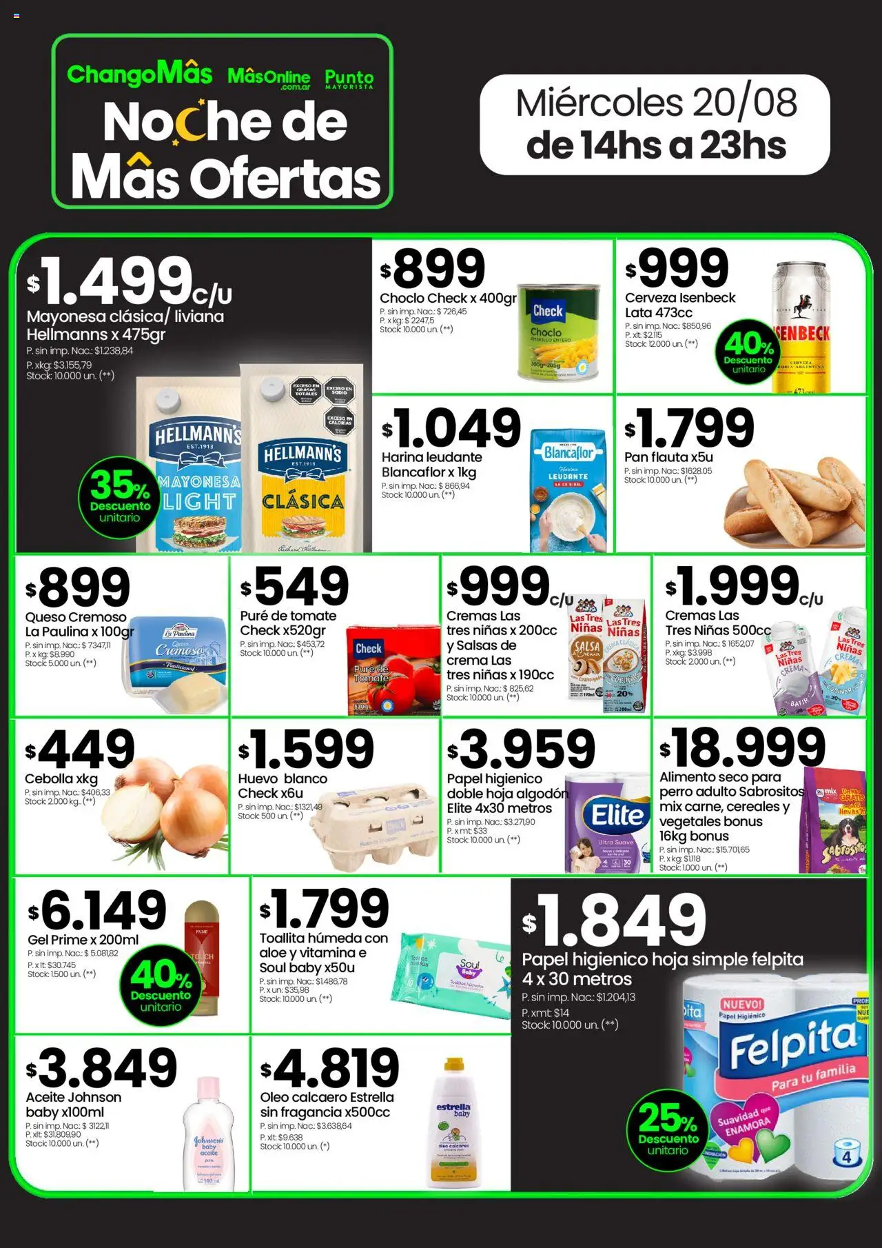 Changomas Noche de ofertas │ válido desde el 20.08.2025 | Página: 4 | Productos: Papel higiénico, Aceite, Tomate, Huevo