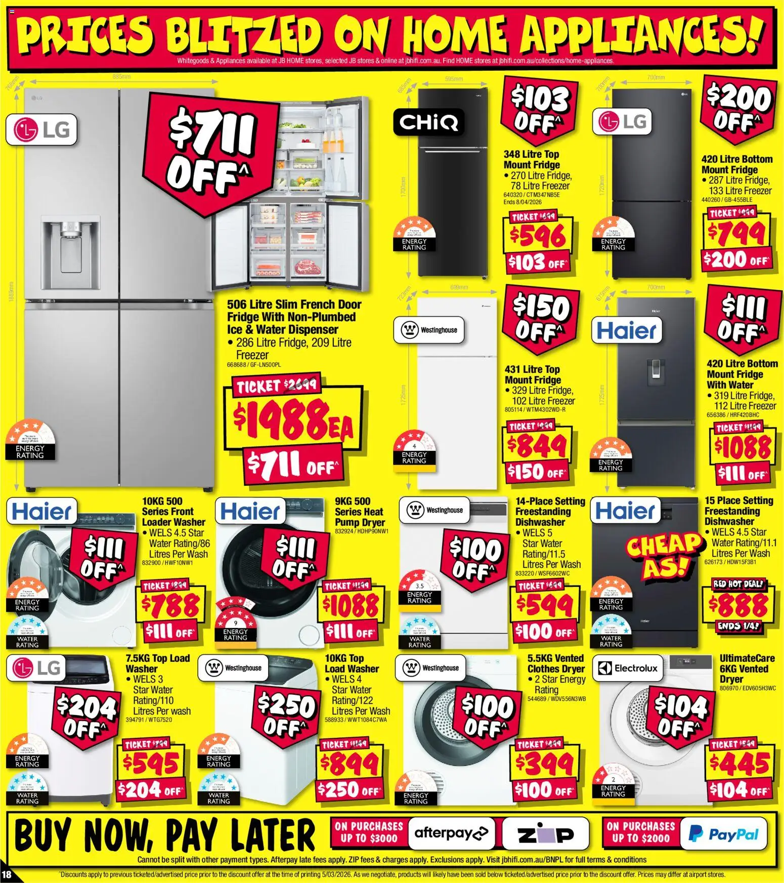 JB Hi-Fi catalogue - valid from 19.03.2026 | Page: 18 | Products: Door, Dryer, Dishwasher, Washer
