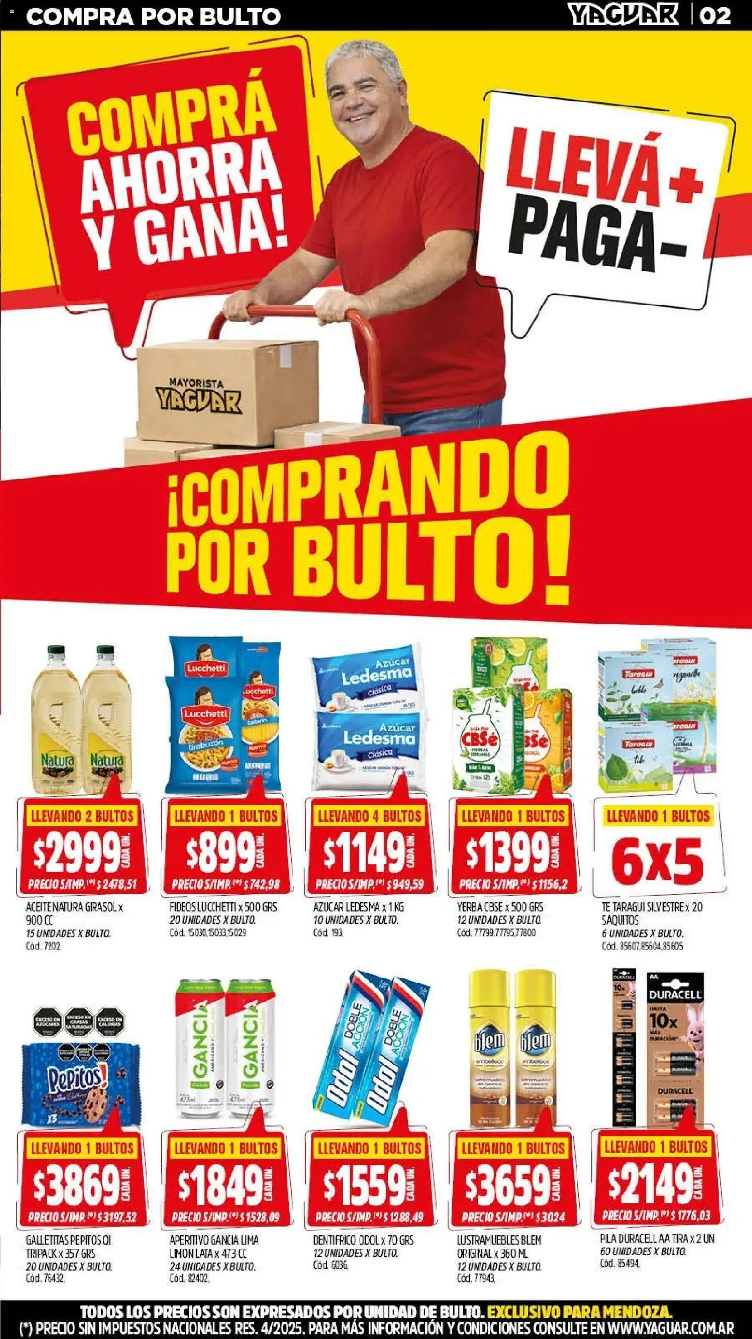 Yaguar - Oferta Semanal Mendoza │ válido desde el 20.04.2026 | Página: 2 | Productos: Lustramuebles, Azucar, Té, Fideos