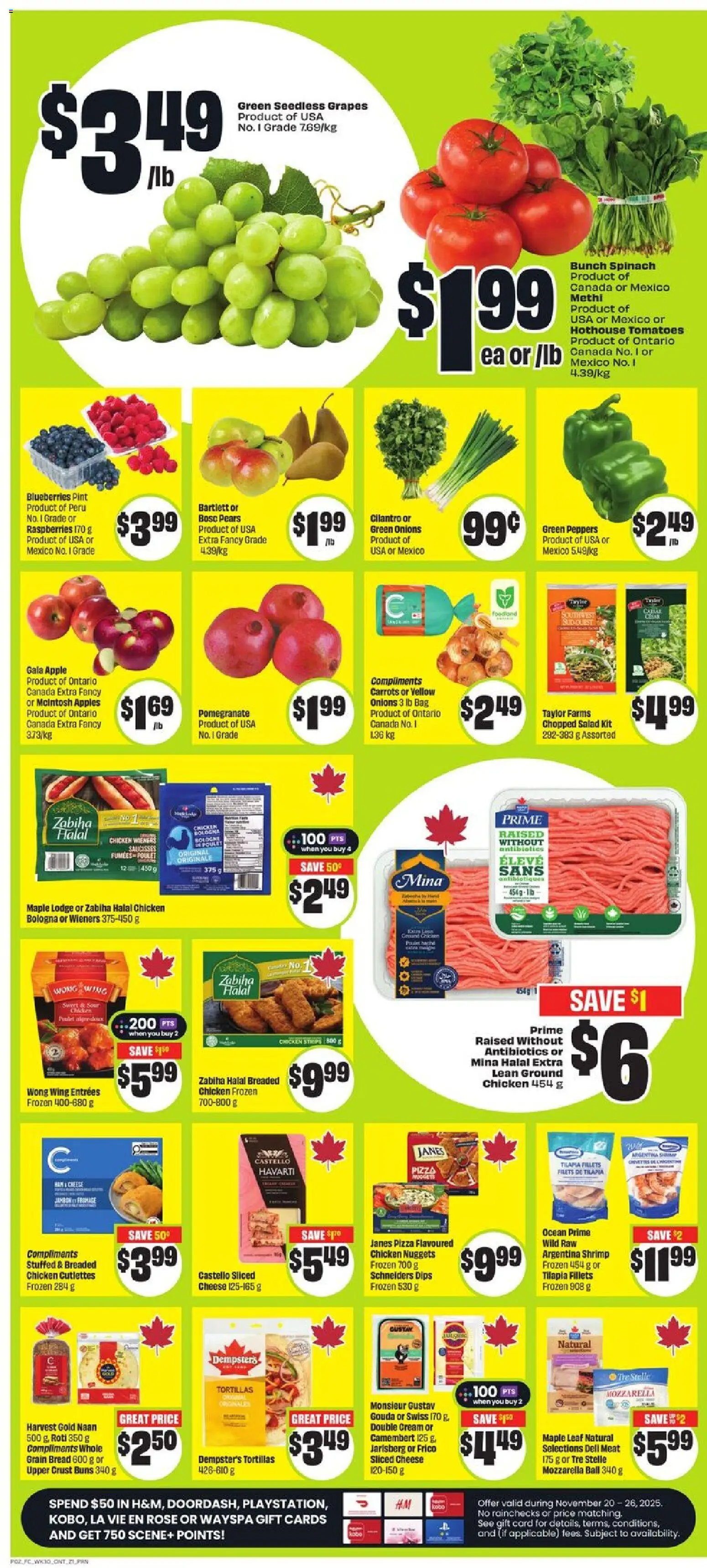 FreshCo flyer valid from 20.11.2025 | Page: 3 | Products: Cream, Salad, Cheese, Chicken