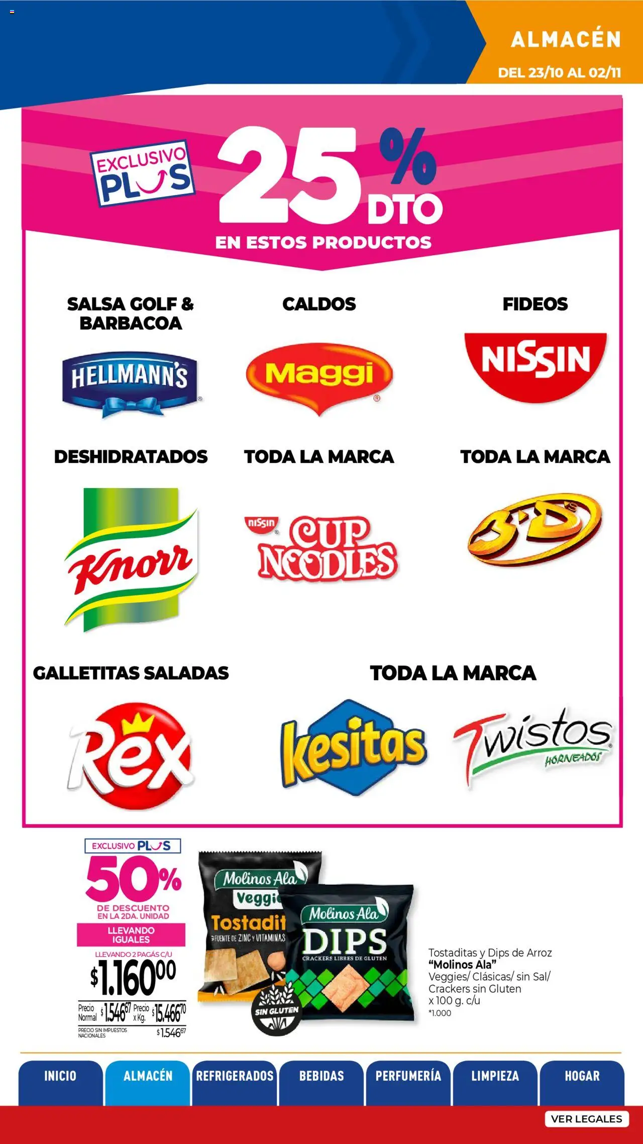 La Anonima catálogo │ válido desde el 23.10.2025 | Página: 13 | Productos: Vitaminas, Galletitas, Salsa Golf, Fideos