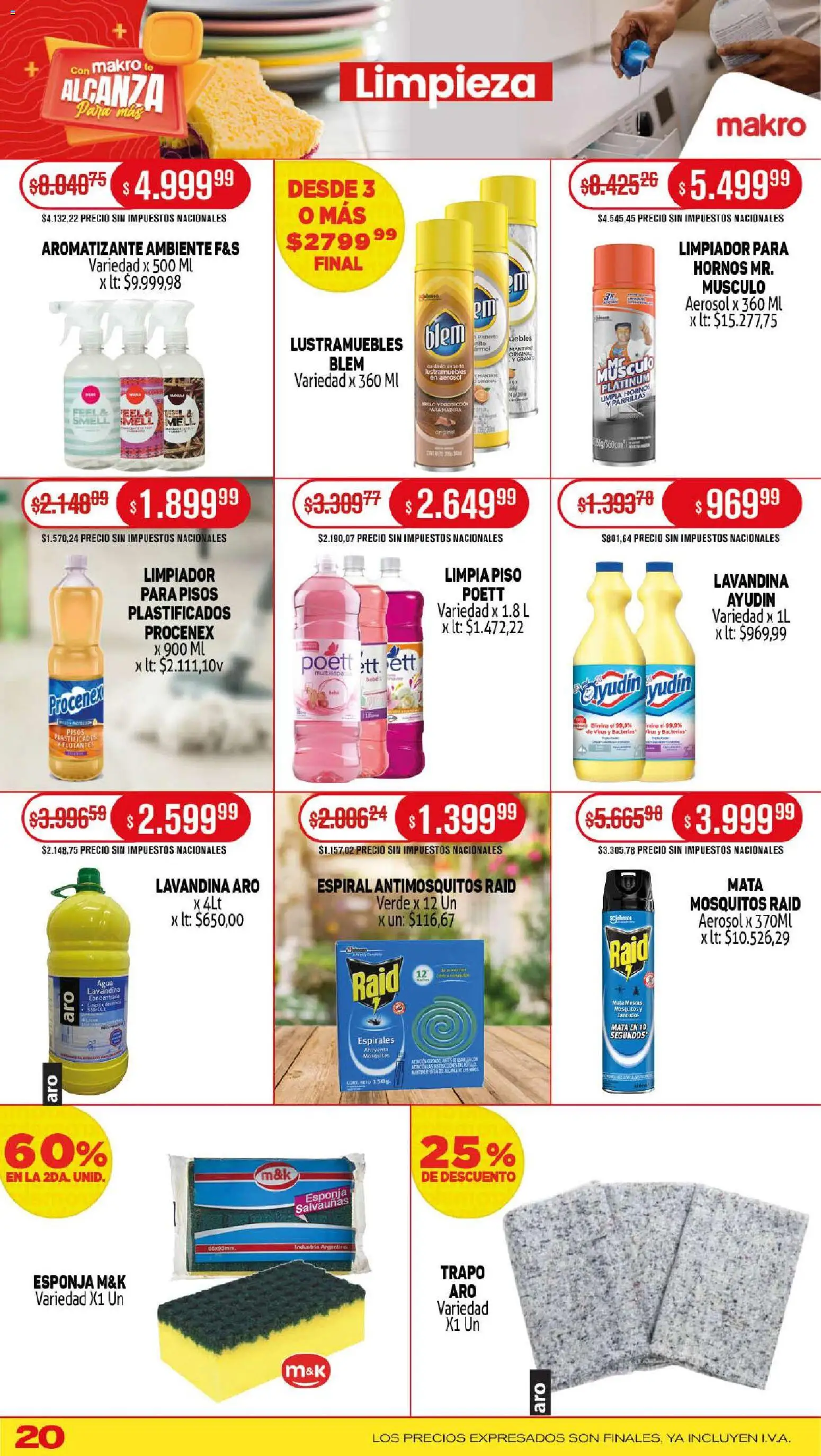 Makro ofertas │ válido desde el 06.11.2025 | Página: 20 | Productos: Mata moscas, Lavandina, Agua, Esponja