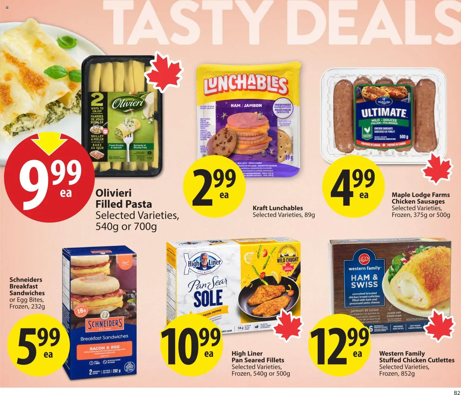 Save on foods flyer valid from 01.01.2026 | Page: 6 | Products: Pasta, Cheese, Ham, Chicken