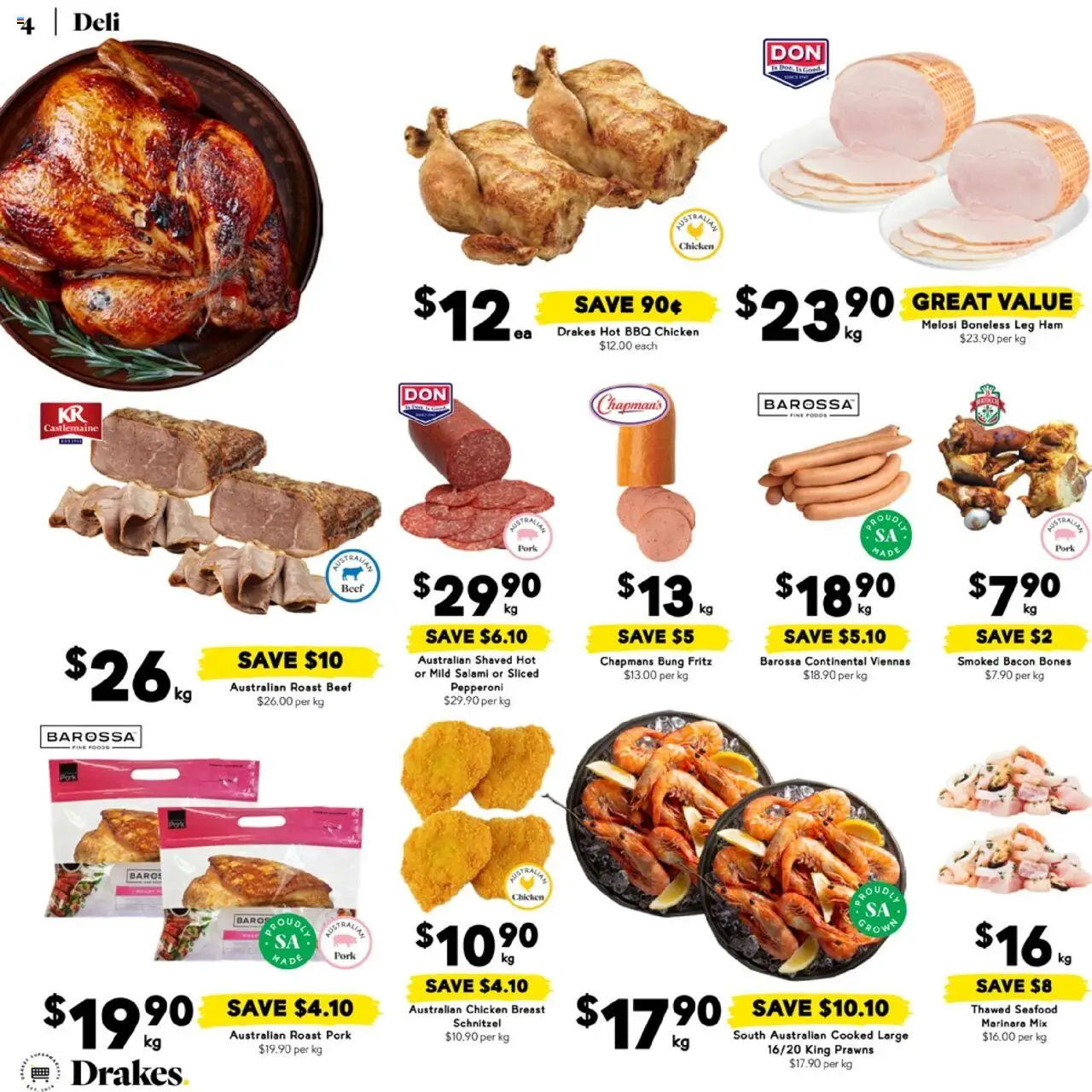 Drakes catalogue - valid from 18.06.2025 | Page: 4 | Products: Bacon, Pork, Prawns, Seafood