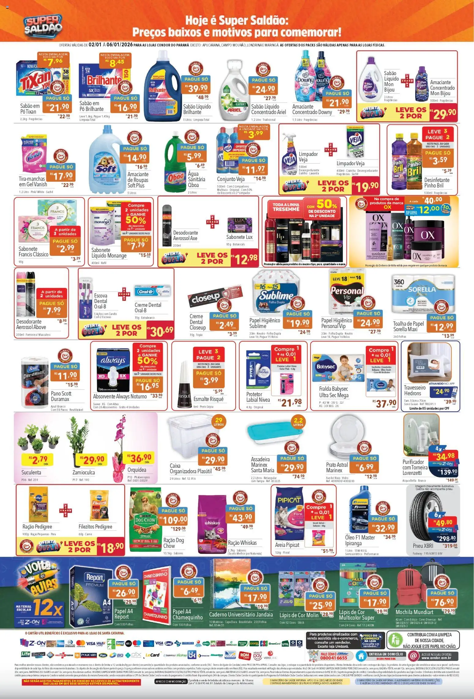 Supermercados Condor Folheto - válido de 02.01.2026 | Página: 4 | Produtos: Lápis de cor, Caixa, Vanish, Absorvente