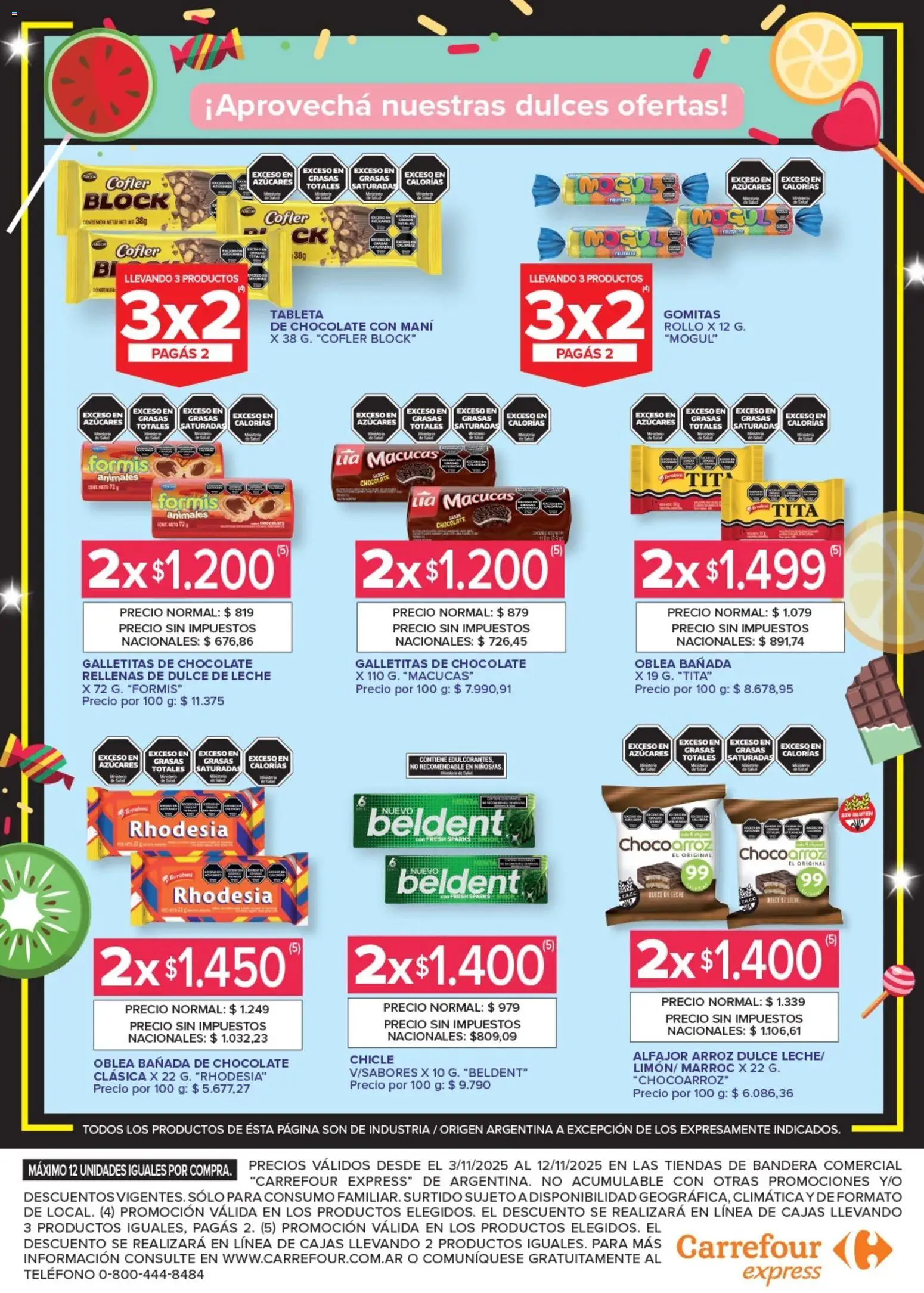 Carrefour ofertas Express │ válido desde el 03.11.2025 | Página: 4 | Productos: Gomitas, Chocolate, Alfajor, Arroz