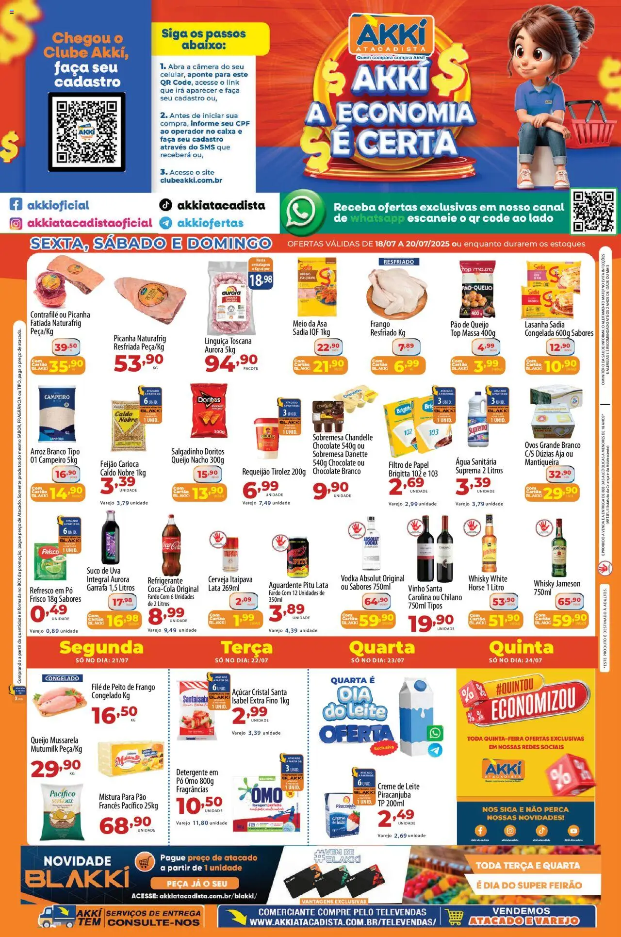 Akki Atacadista Folheto - válido de 18.07.2025 | Página: 1 | Produtos: Suco, Arroz, Massa, Lasanha