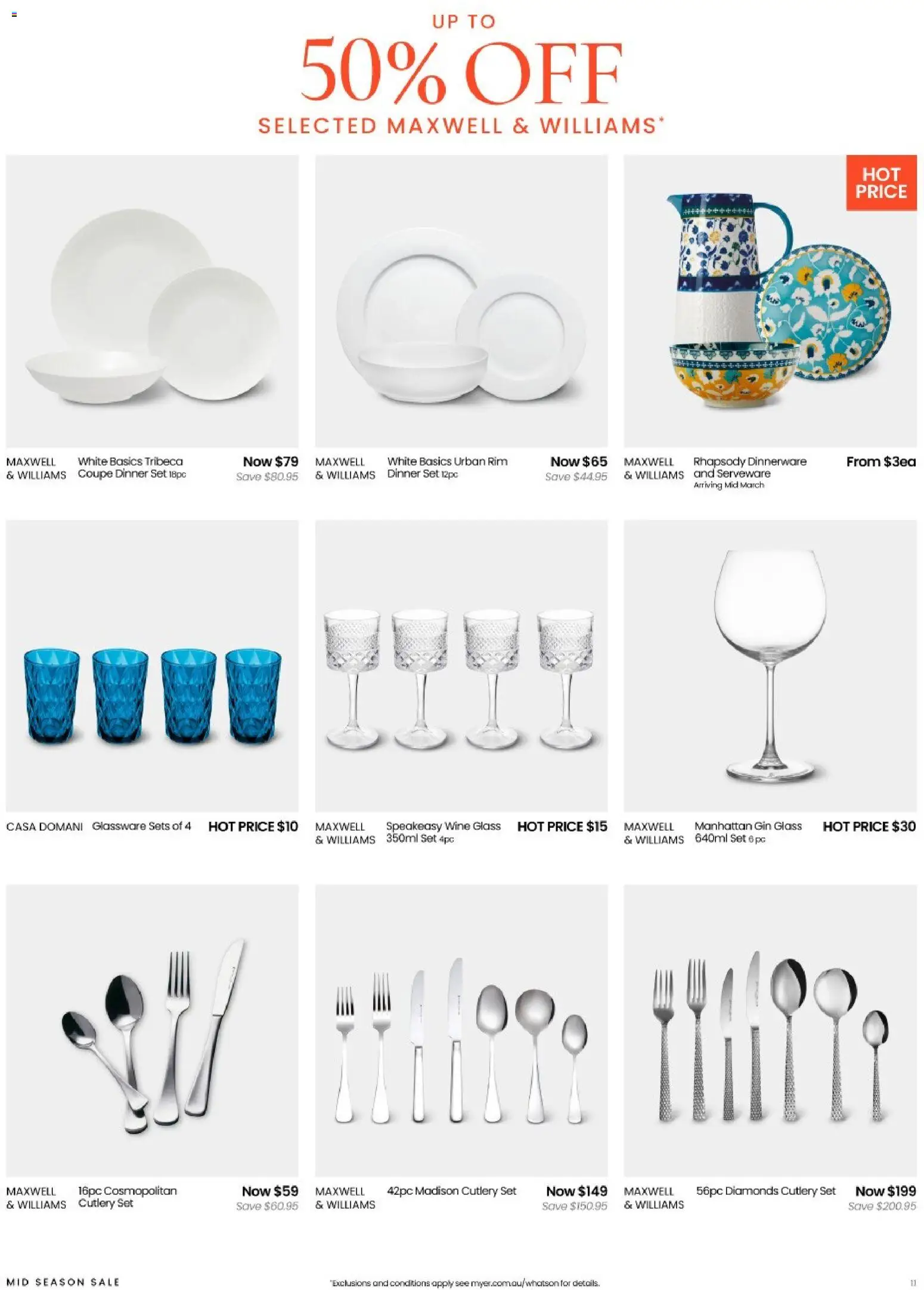 Myer catalogue - valid from 04.03.2026 | Page: 11 | Products: Dinner set, Wine, Gin, Pc