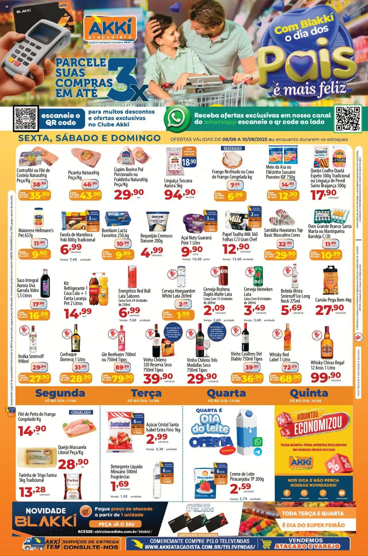 Akki Atacadista Folheto - válido de 08.08.2025 | Página: 1 | Produtos: Papel toalha, Suco, Vinho, Frango