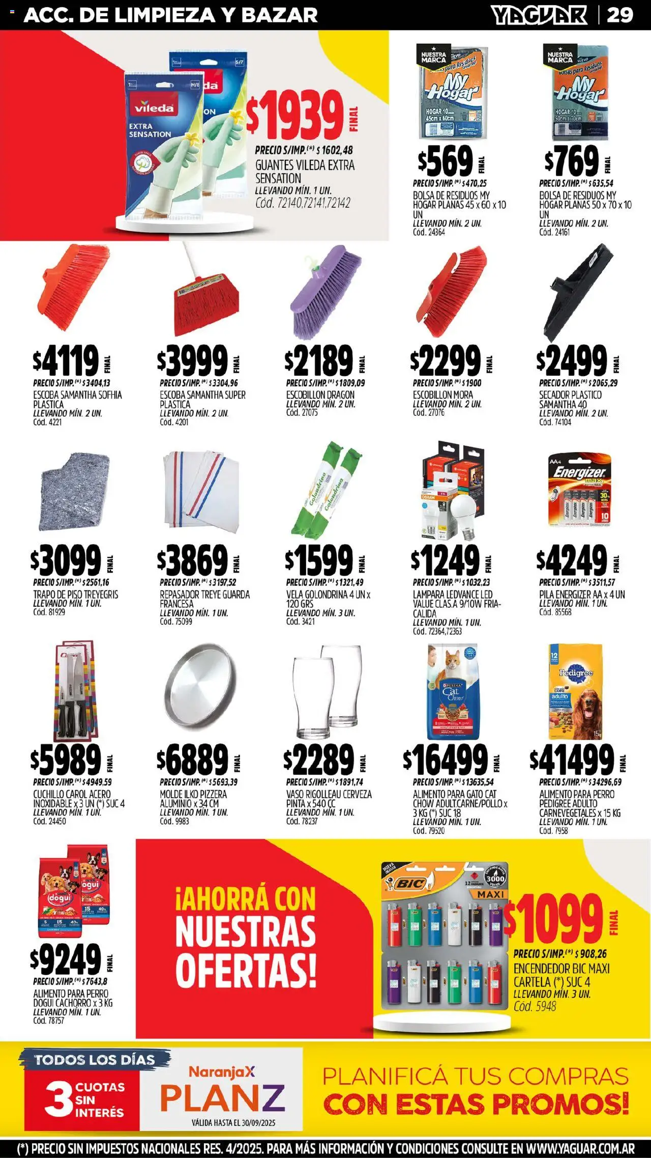 Yaguar - San Juan │ válido desde el 01.09.2025 | Página: 30 | Productos: Encendedor, Pizzera, Molde, Escoba