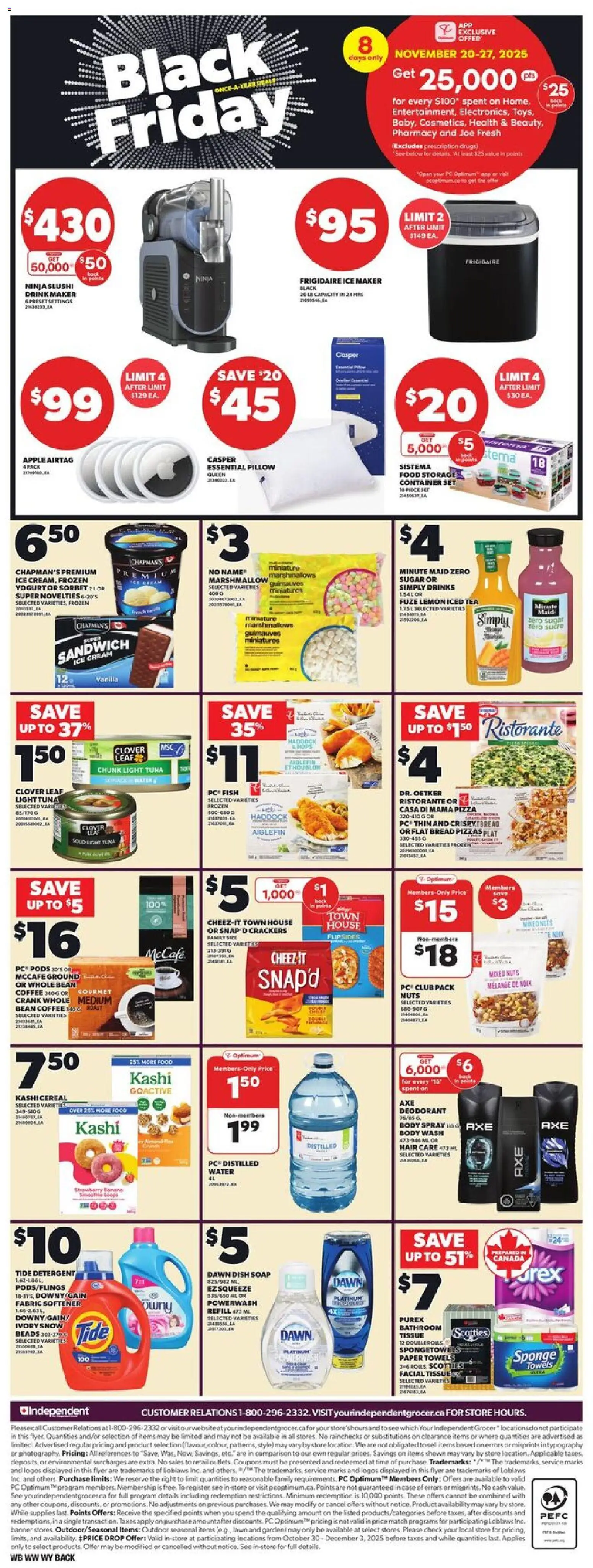 Independent Grocer flyer valid from 20.11.2025 | Page: 4 | Products: Sponge, Soap, Body wash, Detergent