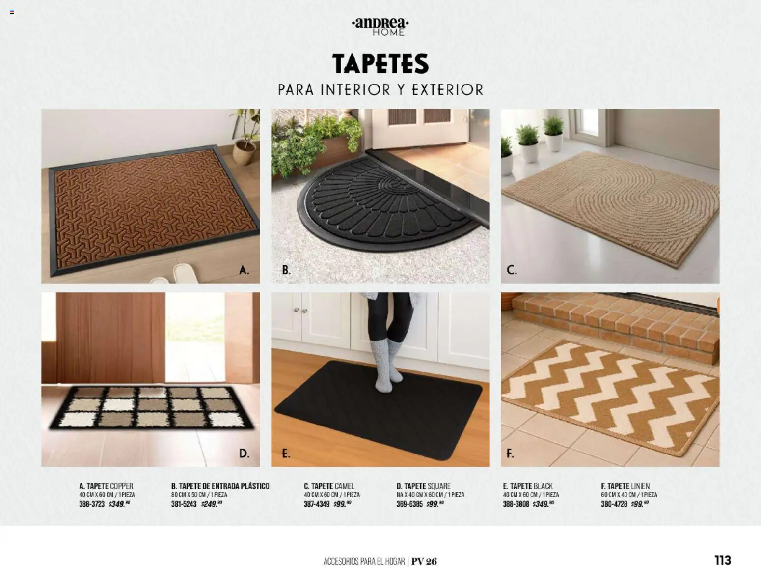 Nuevas ofertas de Andrea válidas en toda la República Mexicana desde el 25.01.2026. ¡Encuentra las mejores ofertas en Andrea catálogo Home! | Página: 113 | Productos: Tapete de entrada, Tapete
