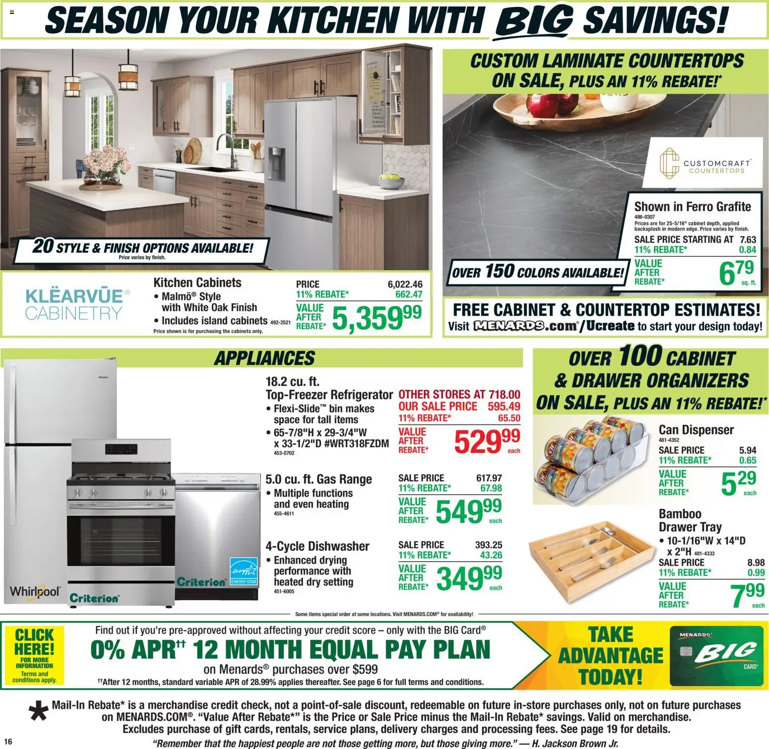 Menards Weekly Ad - valid from 22.04.2026 | Page: 17 | Products: Refrigerator, Dishwasher