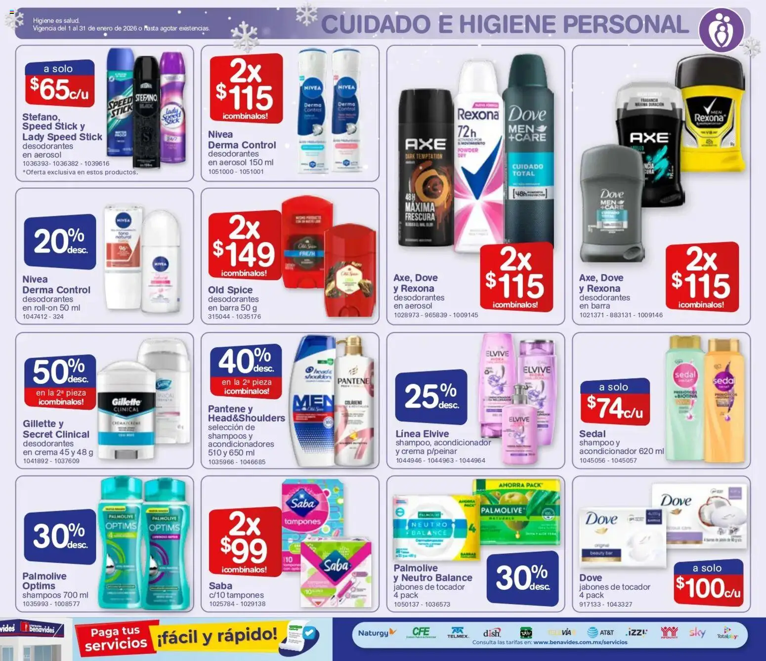 Nuevas ofertas de Farmacia Benavides válidas en toda la República Mexicana desde el 01.01.2026. ¡Encuentra las mejores ofertas en Farmacia Benavides catálogo! | Página: 21 | Productos: Crema, Tampones, Barra, Acondicionador
