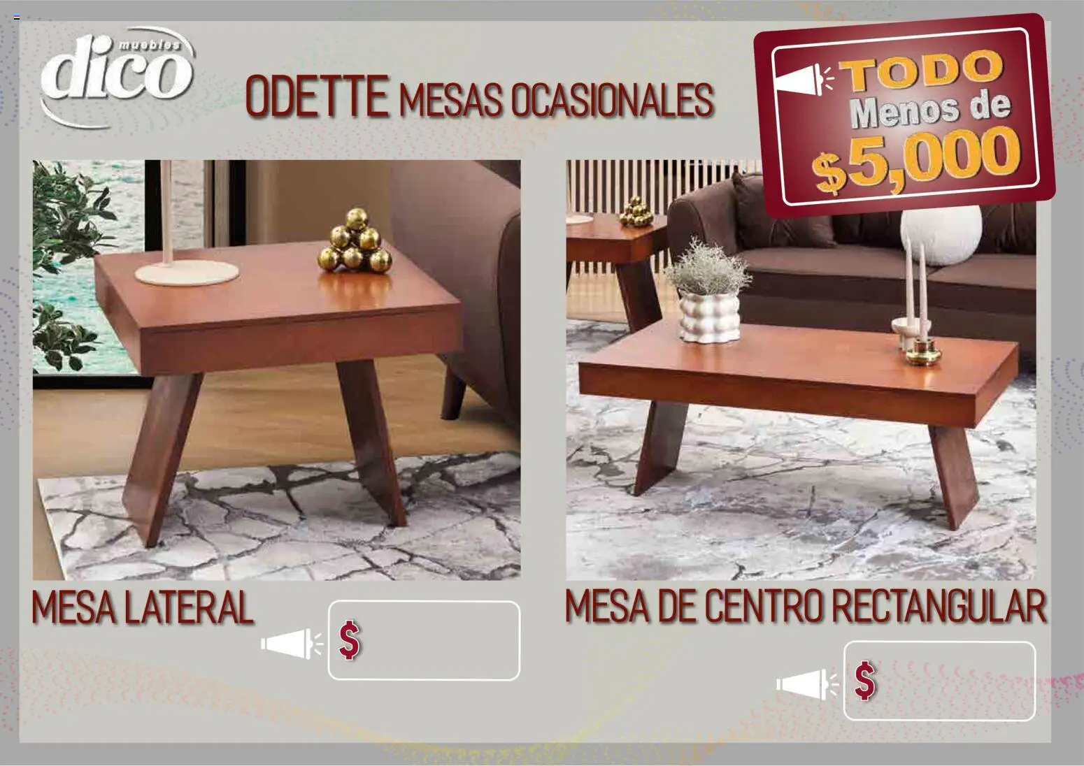 Nuevas ofertas de Muebles Dico válidas en toda la República Mexicana desde el 09.04.2026. ¡Encuentra las mejores ofertas en Muebles Dico catálogo Todo menos de 5000 Pacifico! | Página: 33 | Productos: Mesa de centro, Mesa